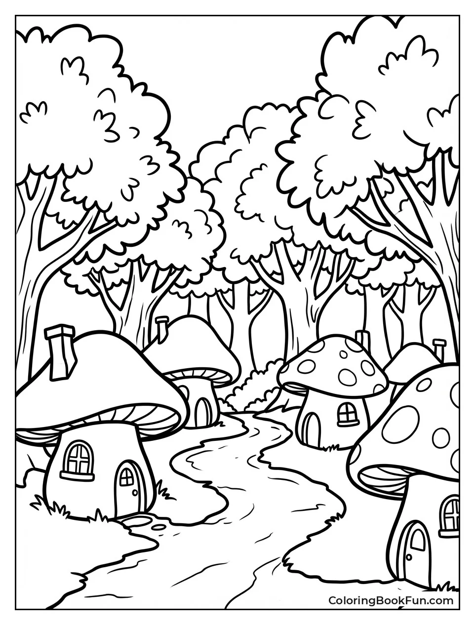 Forest Path with Mushrooms