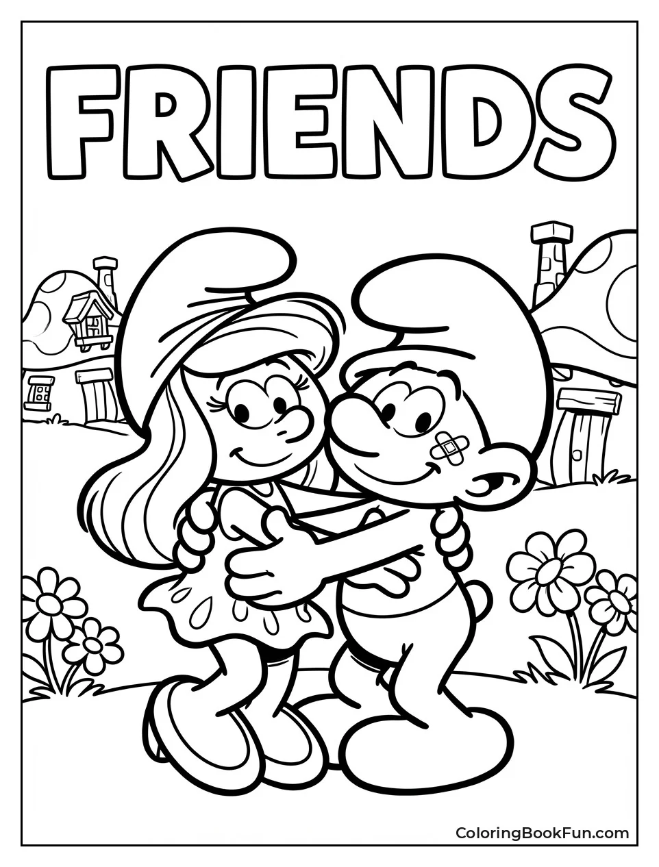 Smurfette Hugs Clumsy Friend