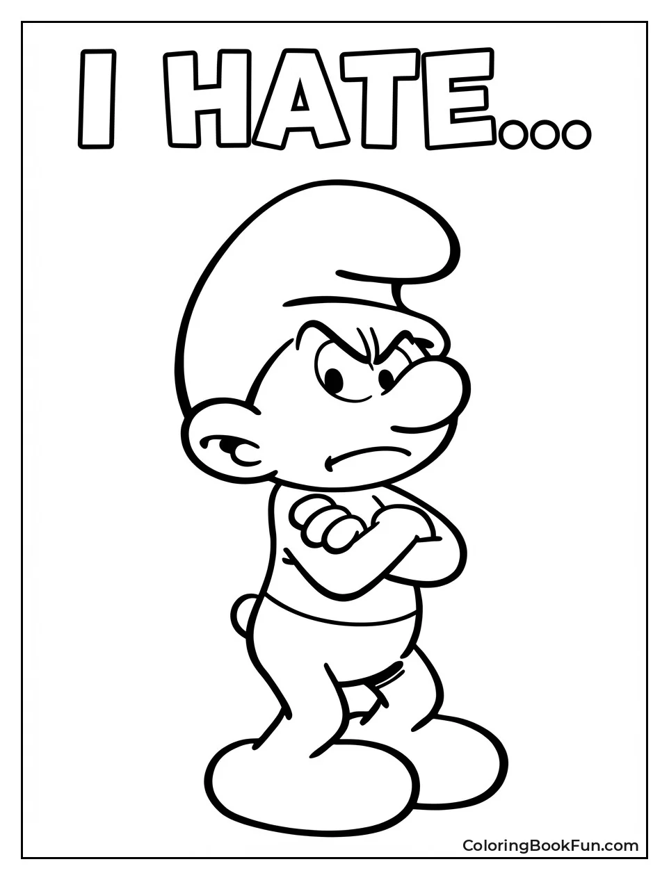 Grouchy Smurf Frowns Sadly