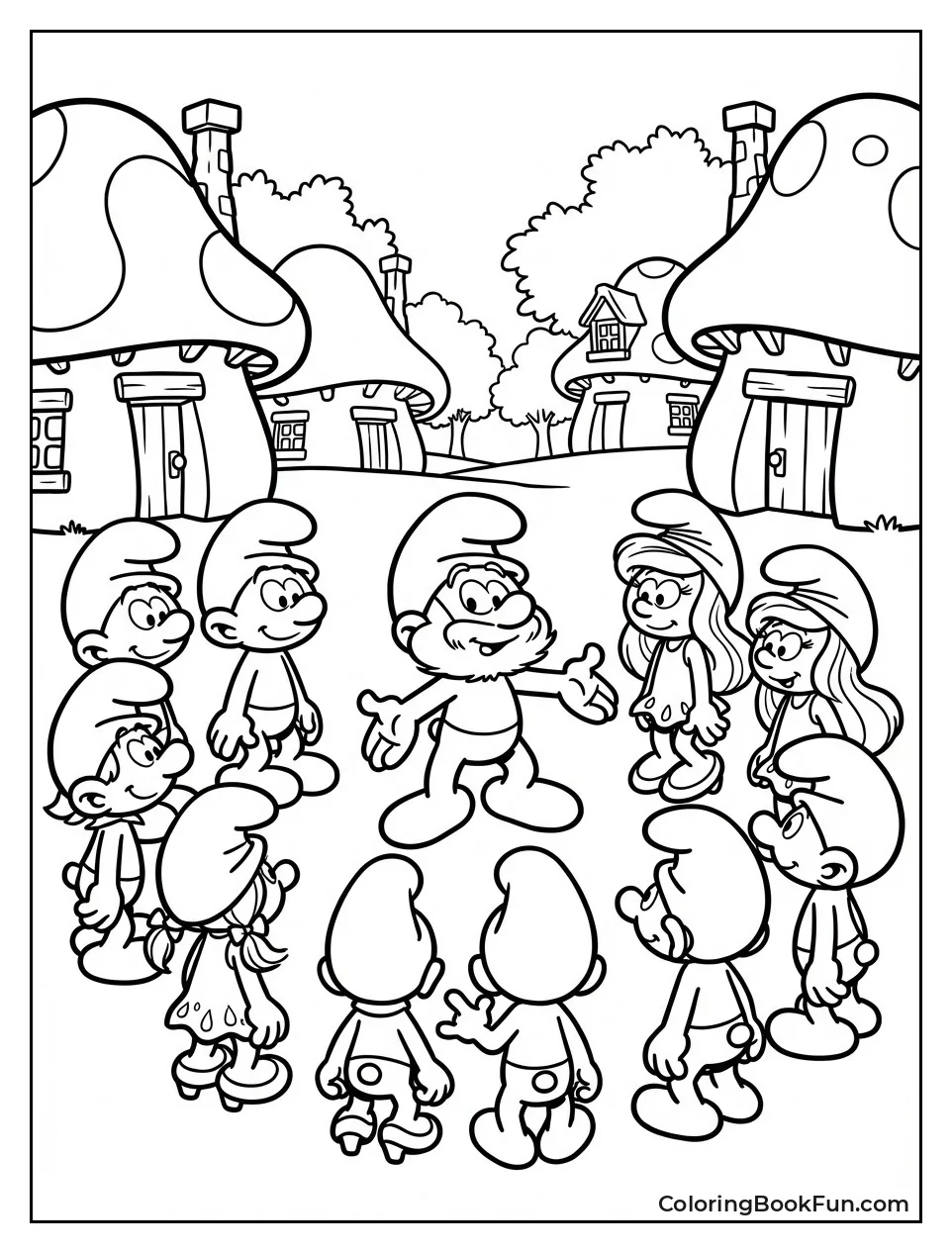 Smurfs Gather in Village