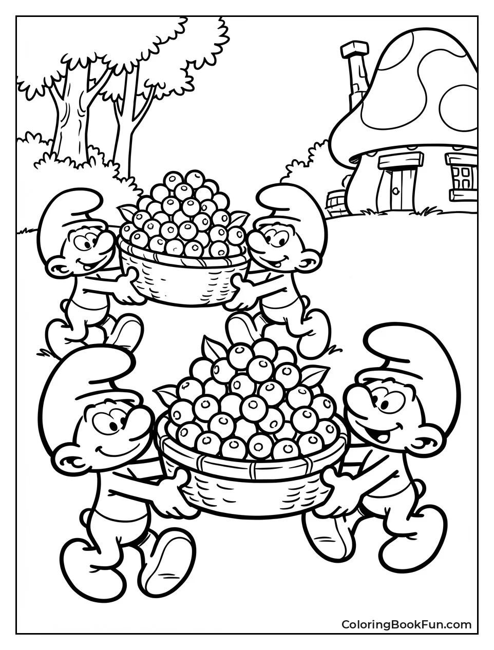 Smurfs Harvest Smurfberries Busily