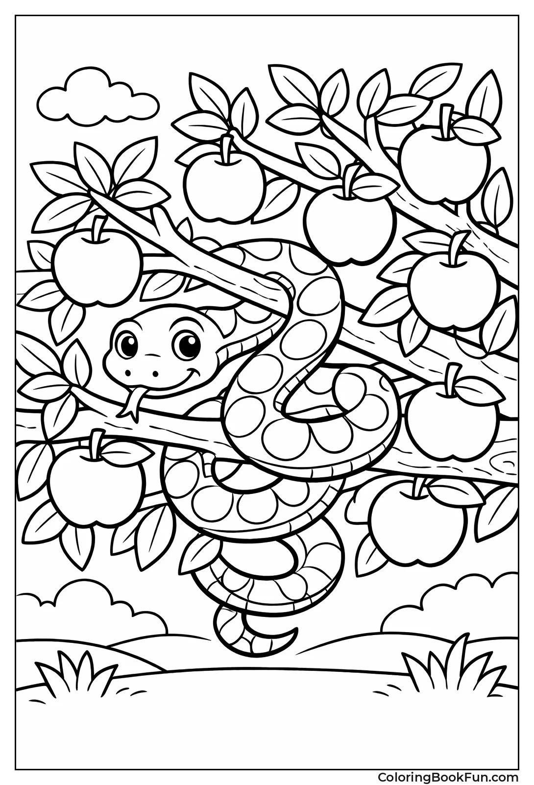 Snake Climbs Apple Tree