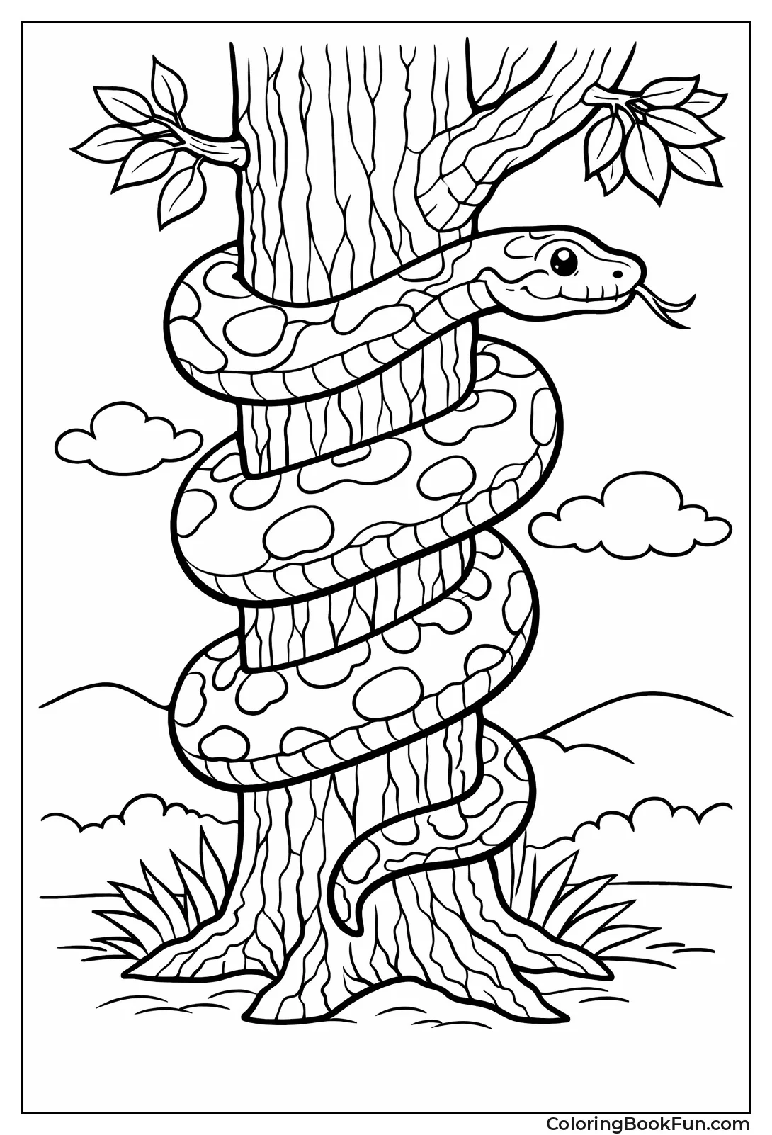 Boa Climbs Tree Trunk