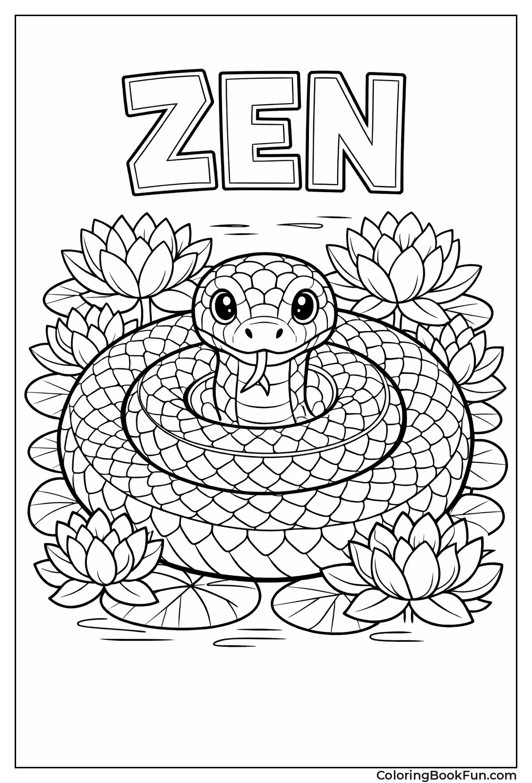 Snake Meditates with Lotuses