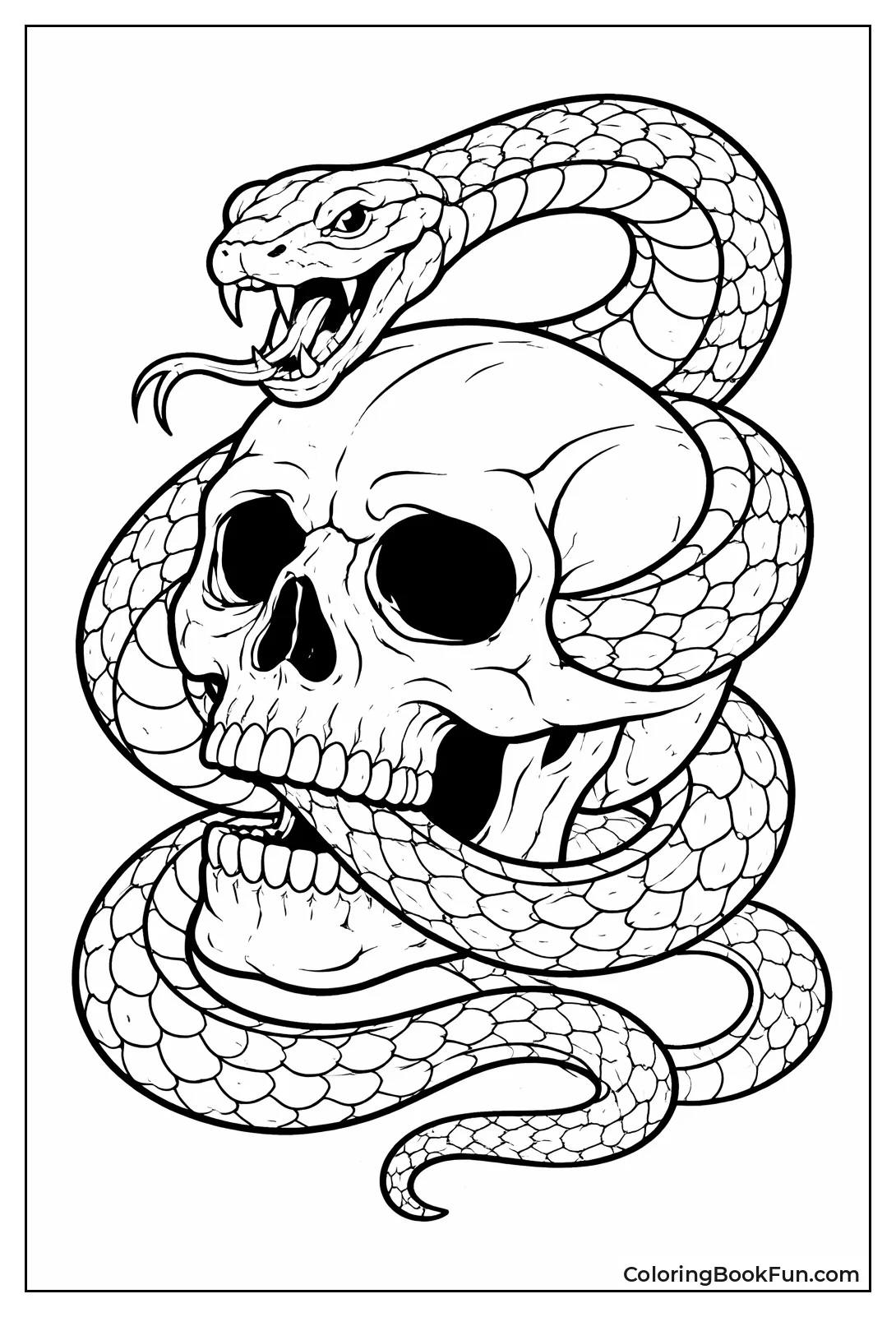 Skull Tattooed with Coiled Snake