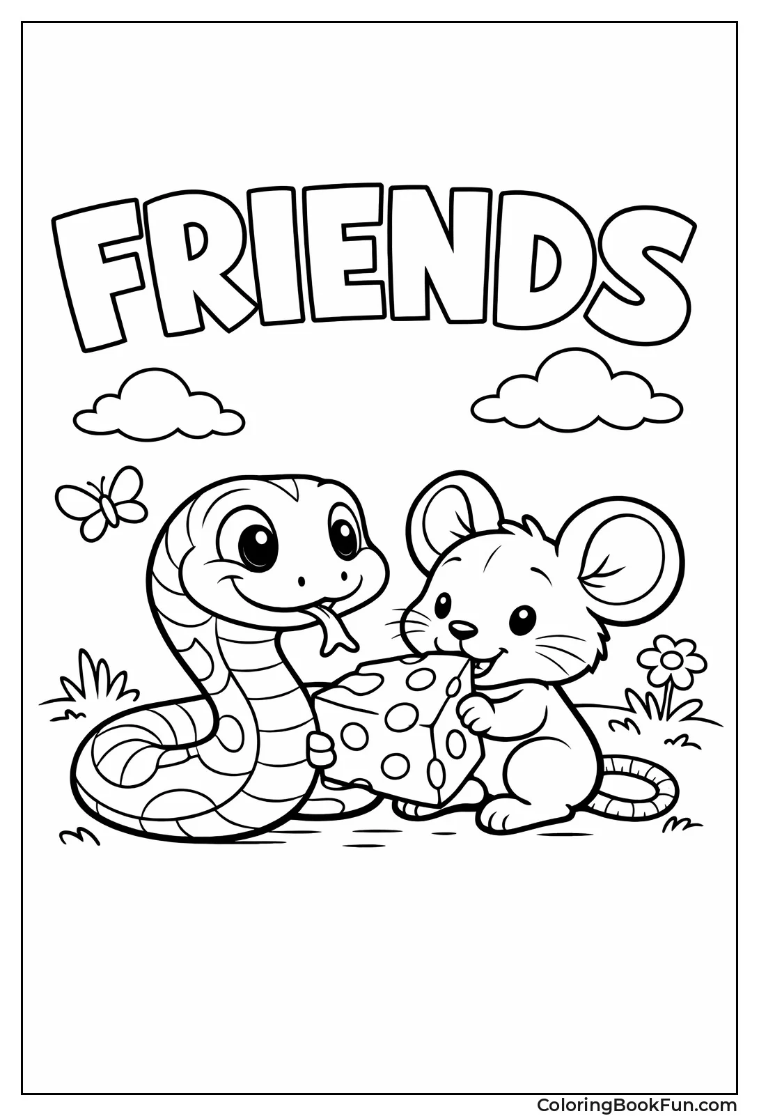 Snake Shares Cheese with Mouse