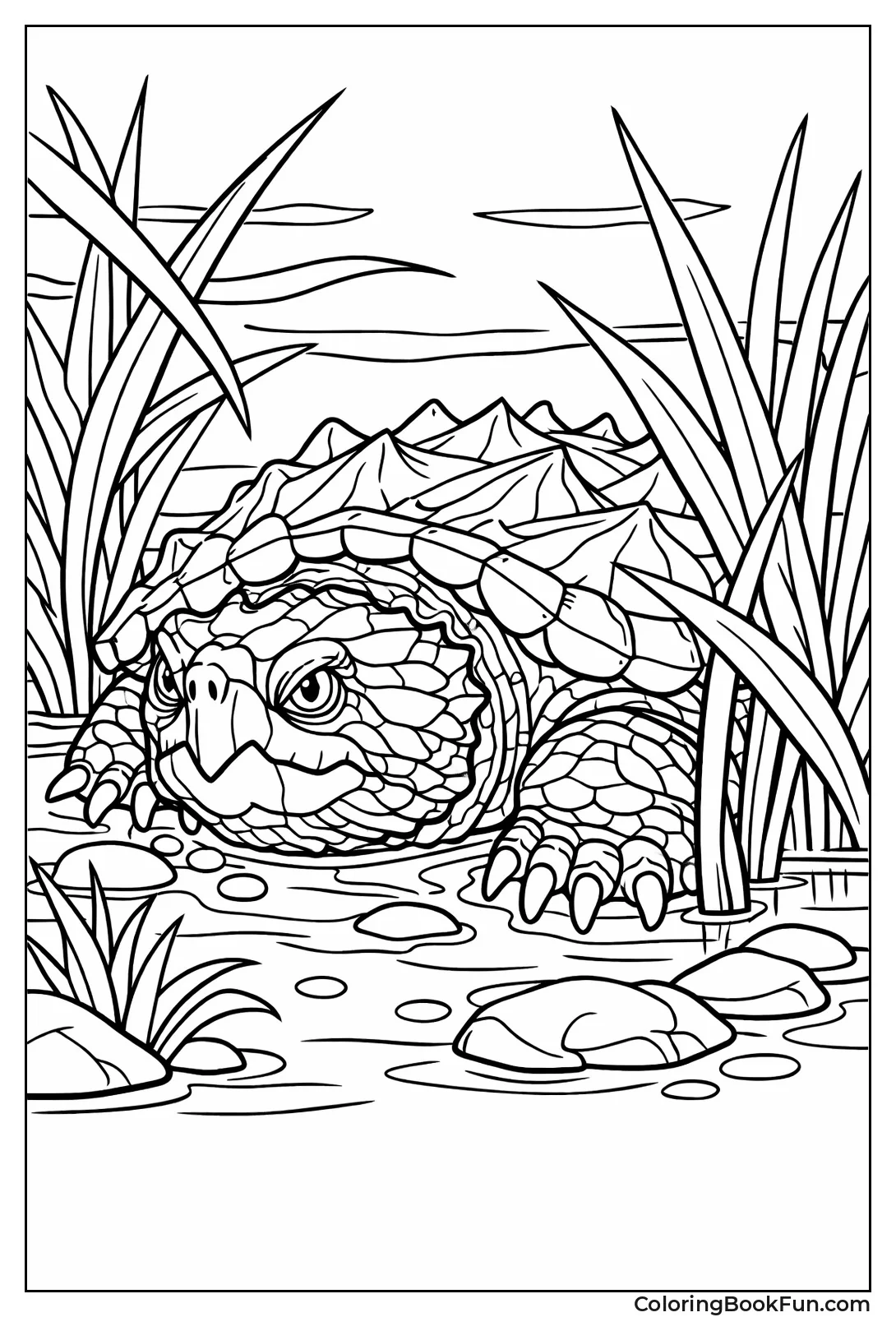 Snapping Turtle in Reeds