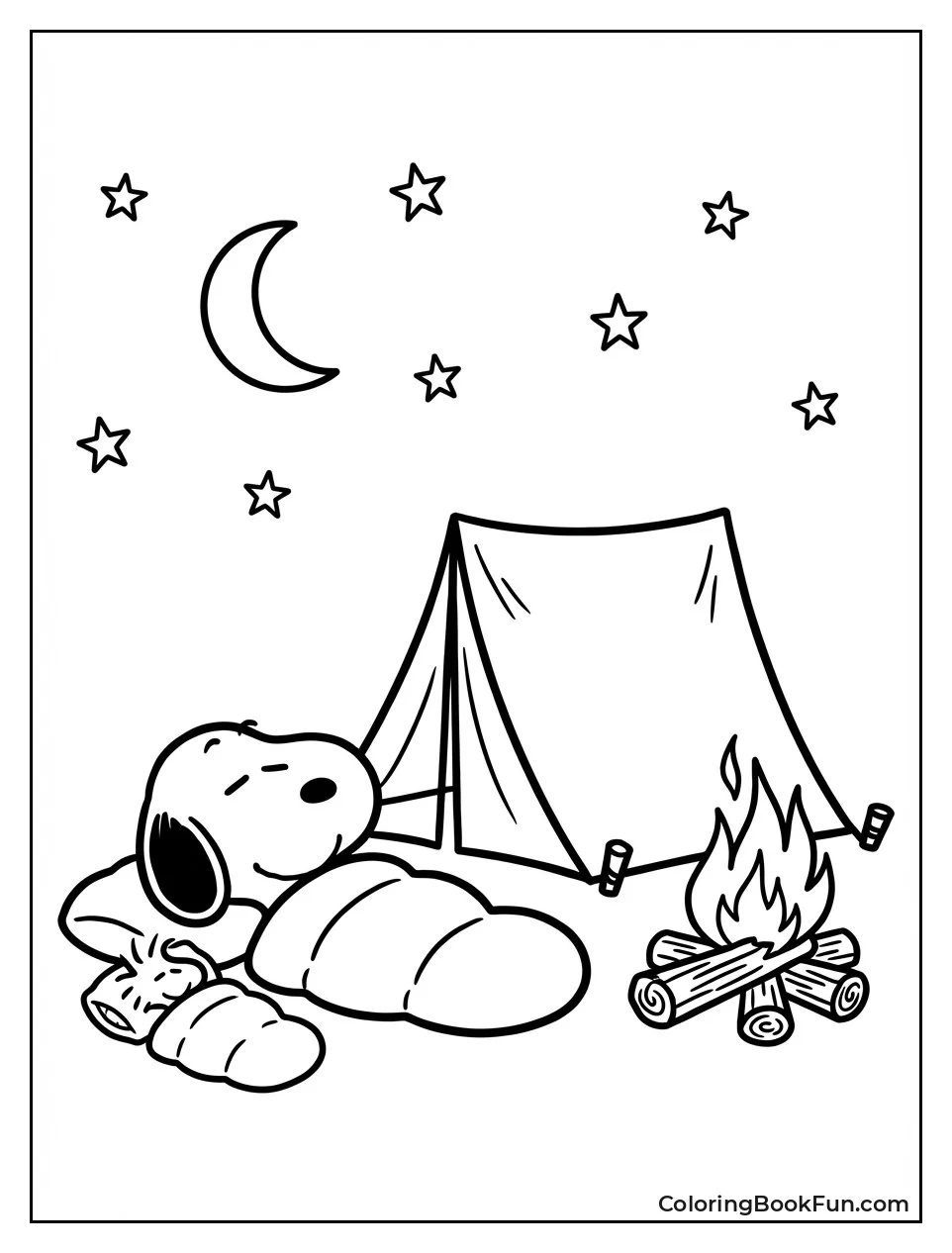 Snoopy Camps under Stars