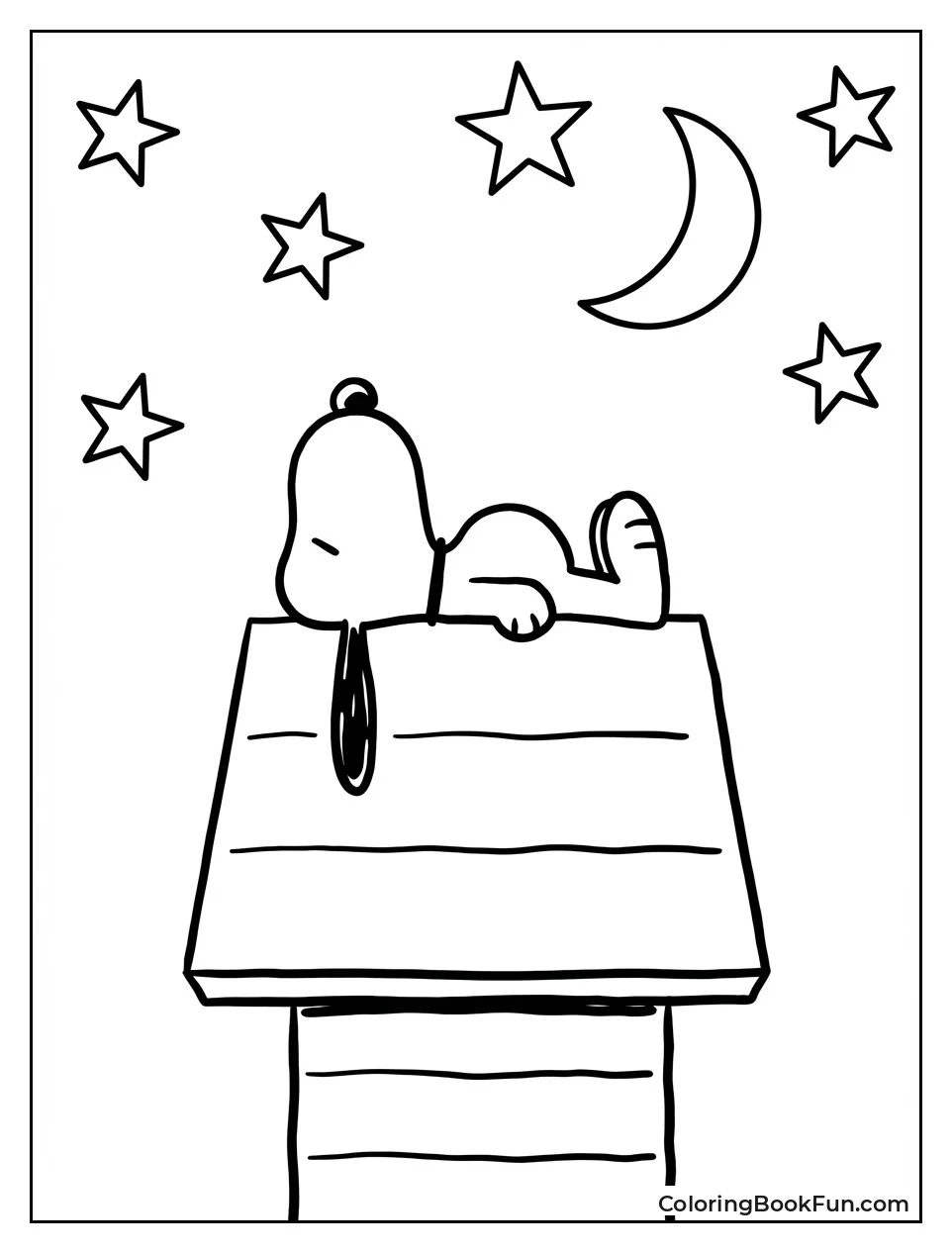 Snoopy Lounges on Doghouse