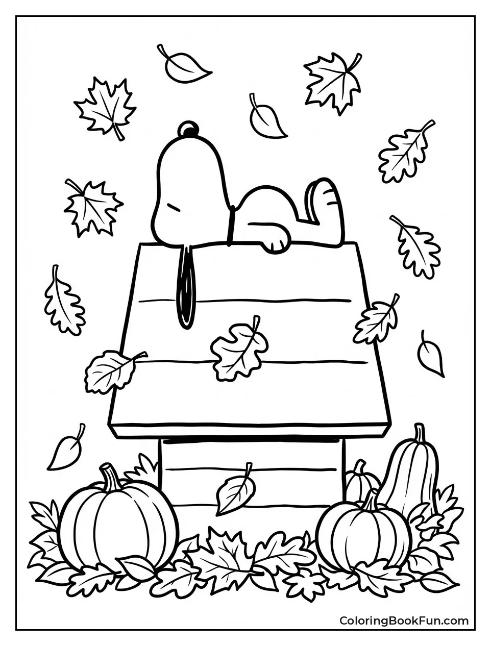 Snoopy Rests in Leaves