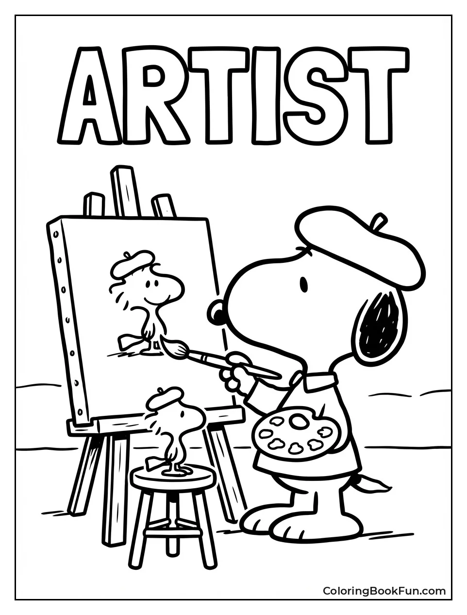 Snoopy Paints Woodstock Portrait
