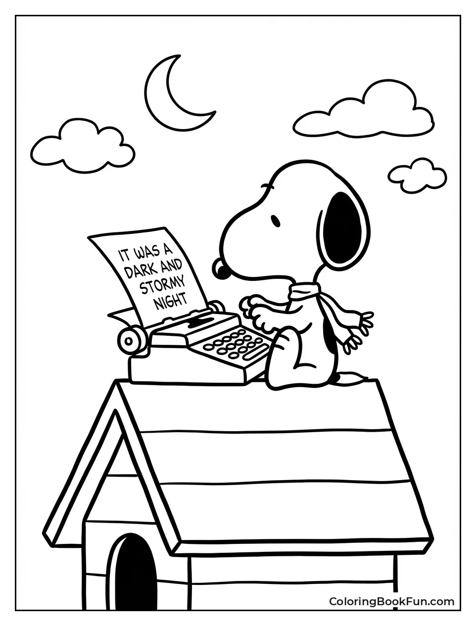Snoopy Types Great Novel