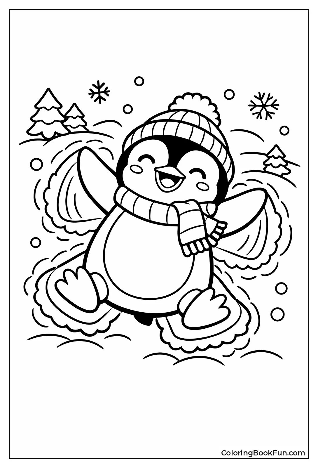 Penguin Making Snow Angel