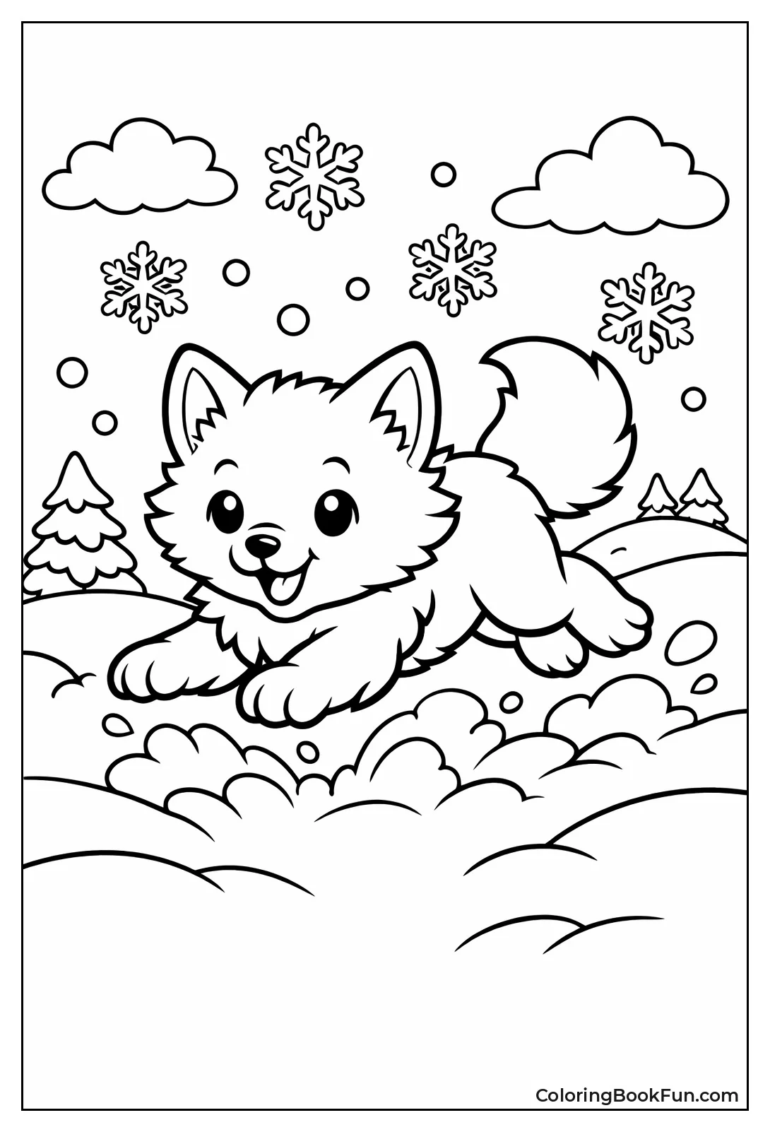 Arctic Fox Leaping Snow