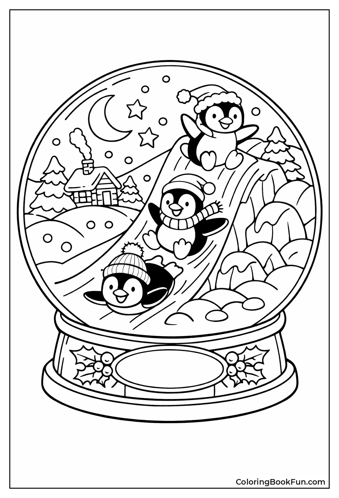 Penguins Slide Down Ice Hill