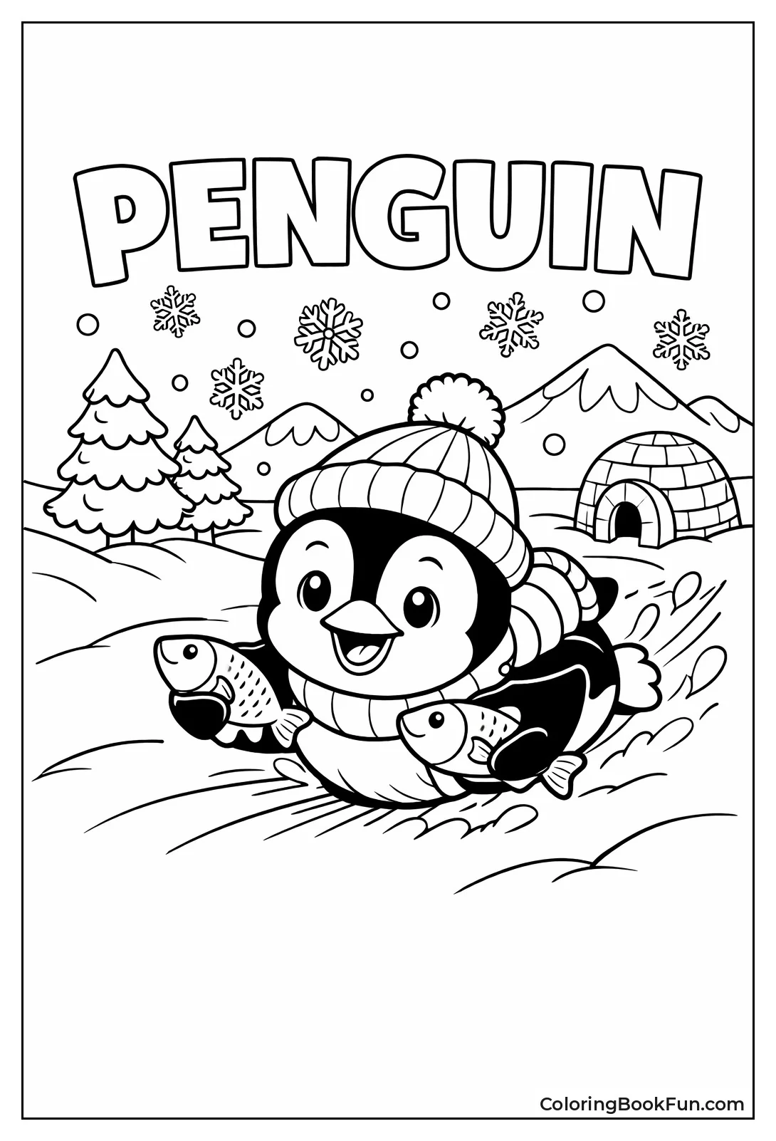Penguin Sliding with Fish