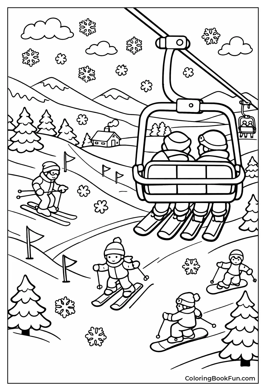 Ski Lift over Slopes