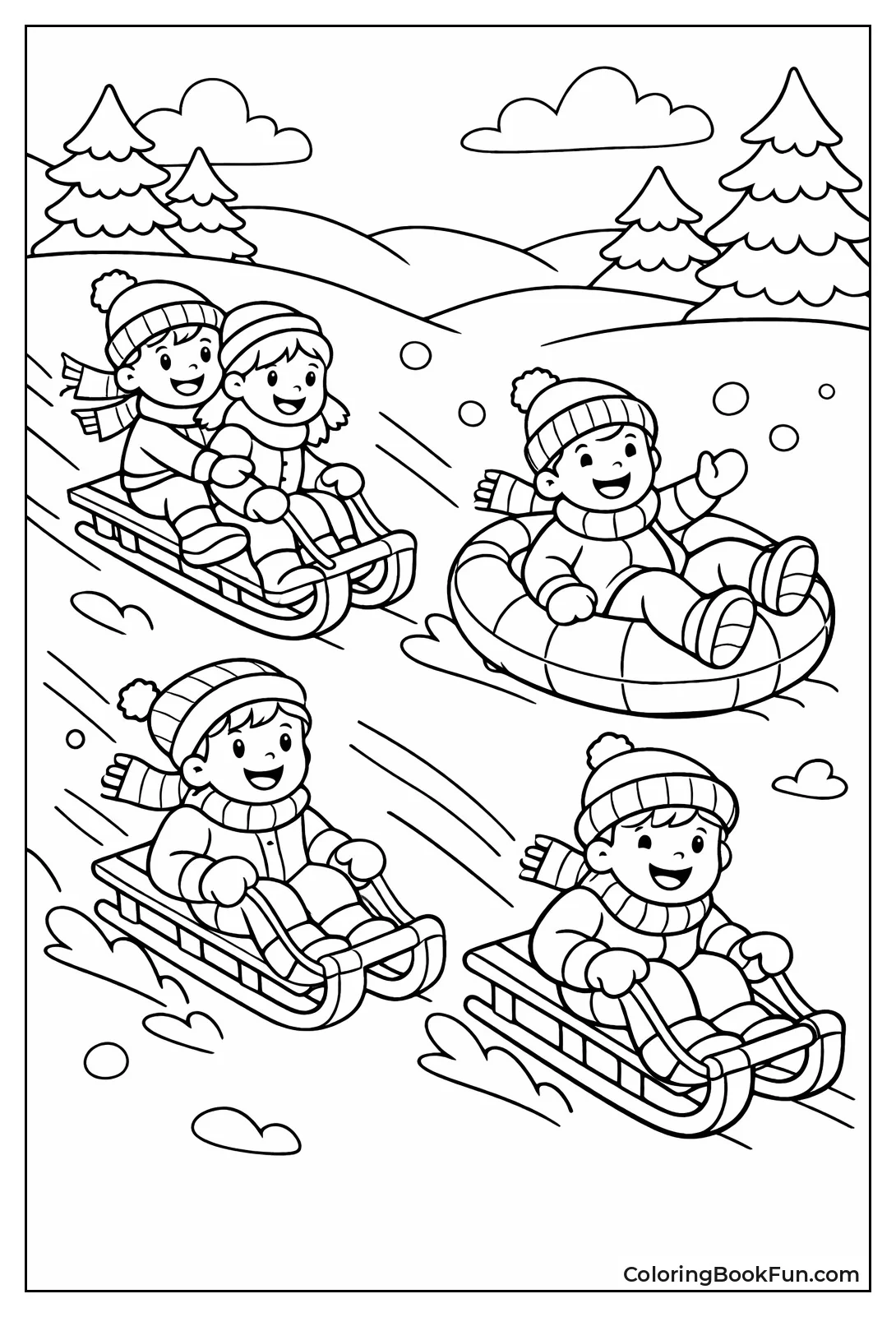 Kids Racing on Sleds