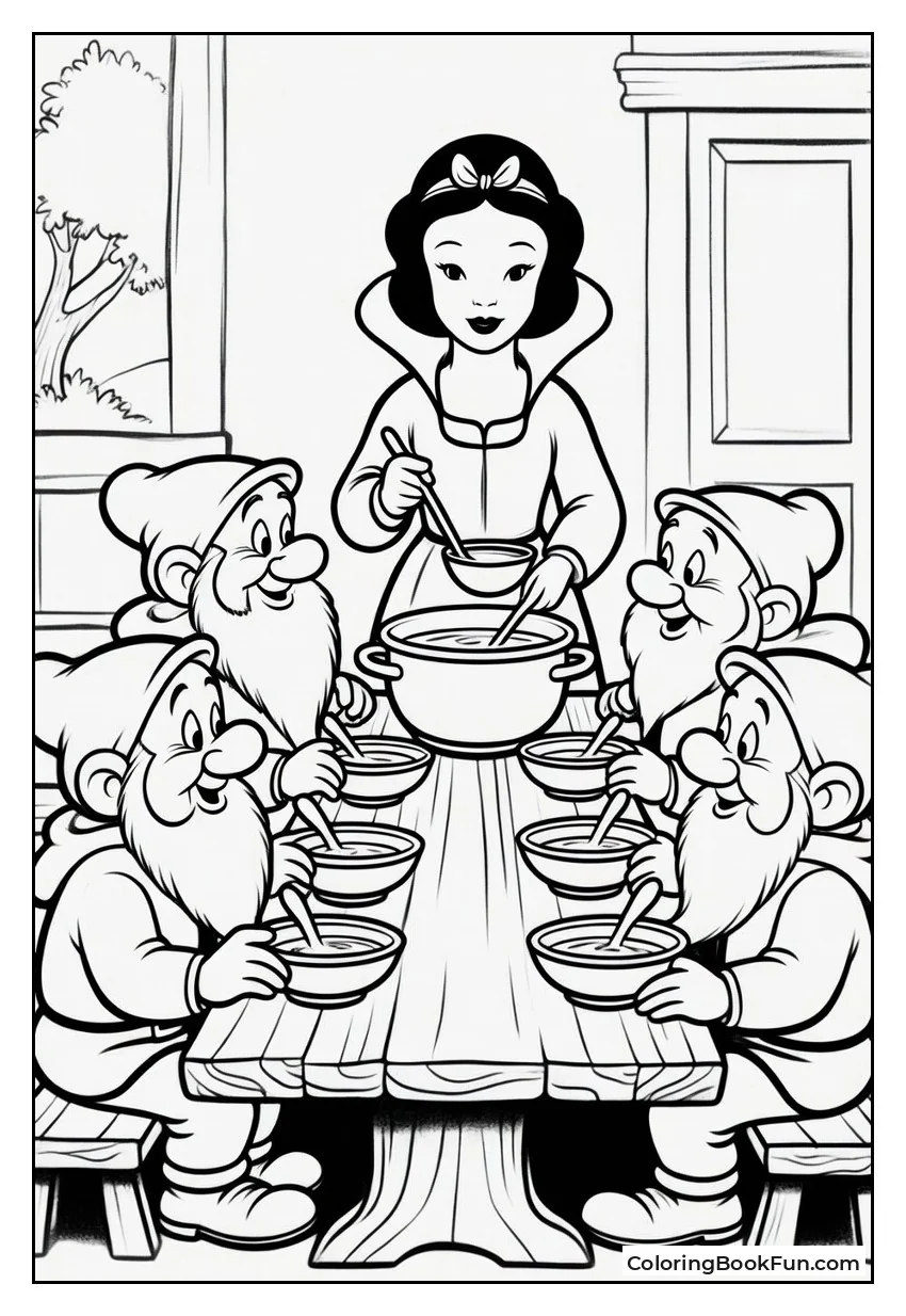 Dwarfs Wait for Soup Dinner