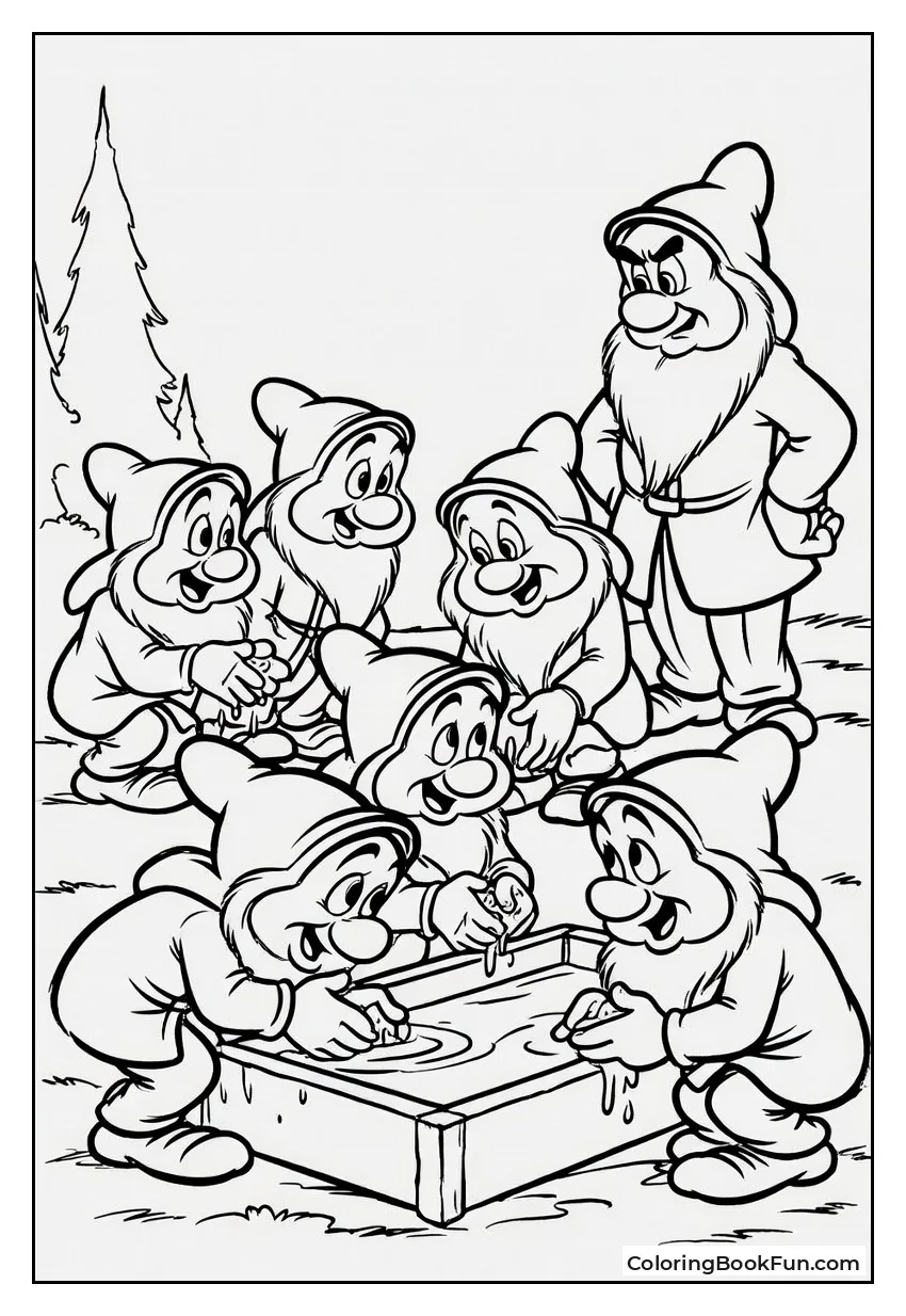 Dwarfs Scrub Hands Reluctantly