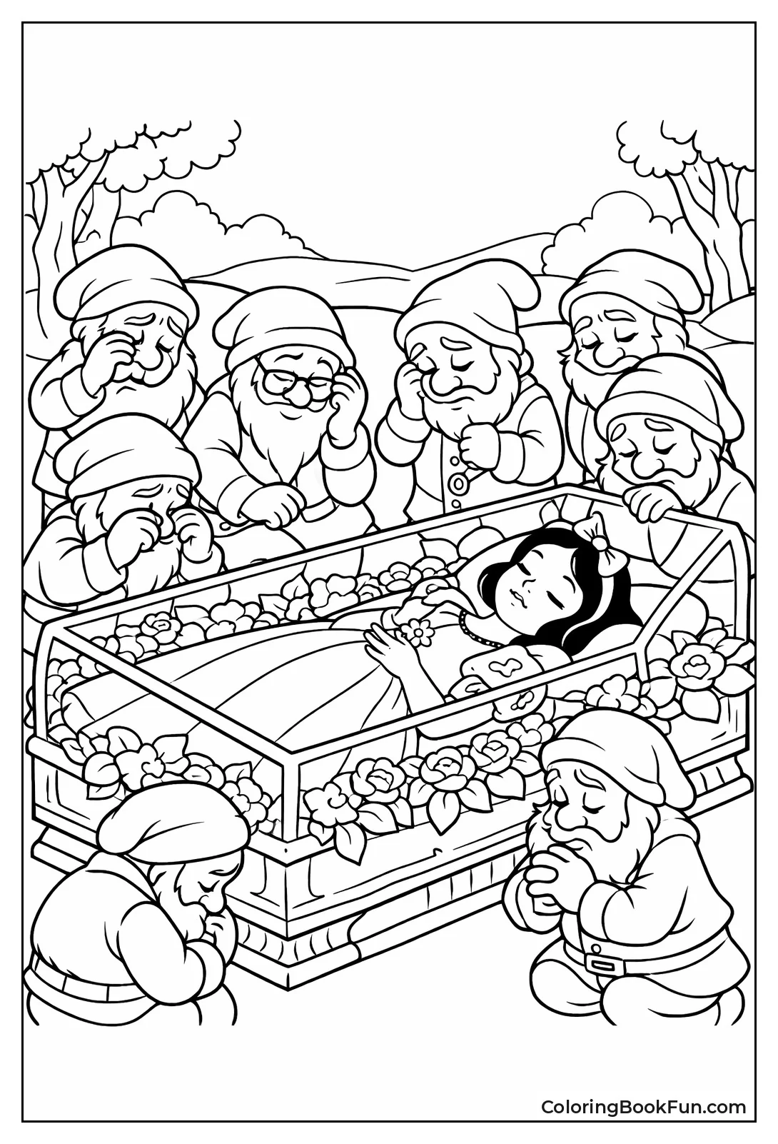 Dwarfs Mourn in Glass Coffin