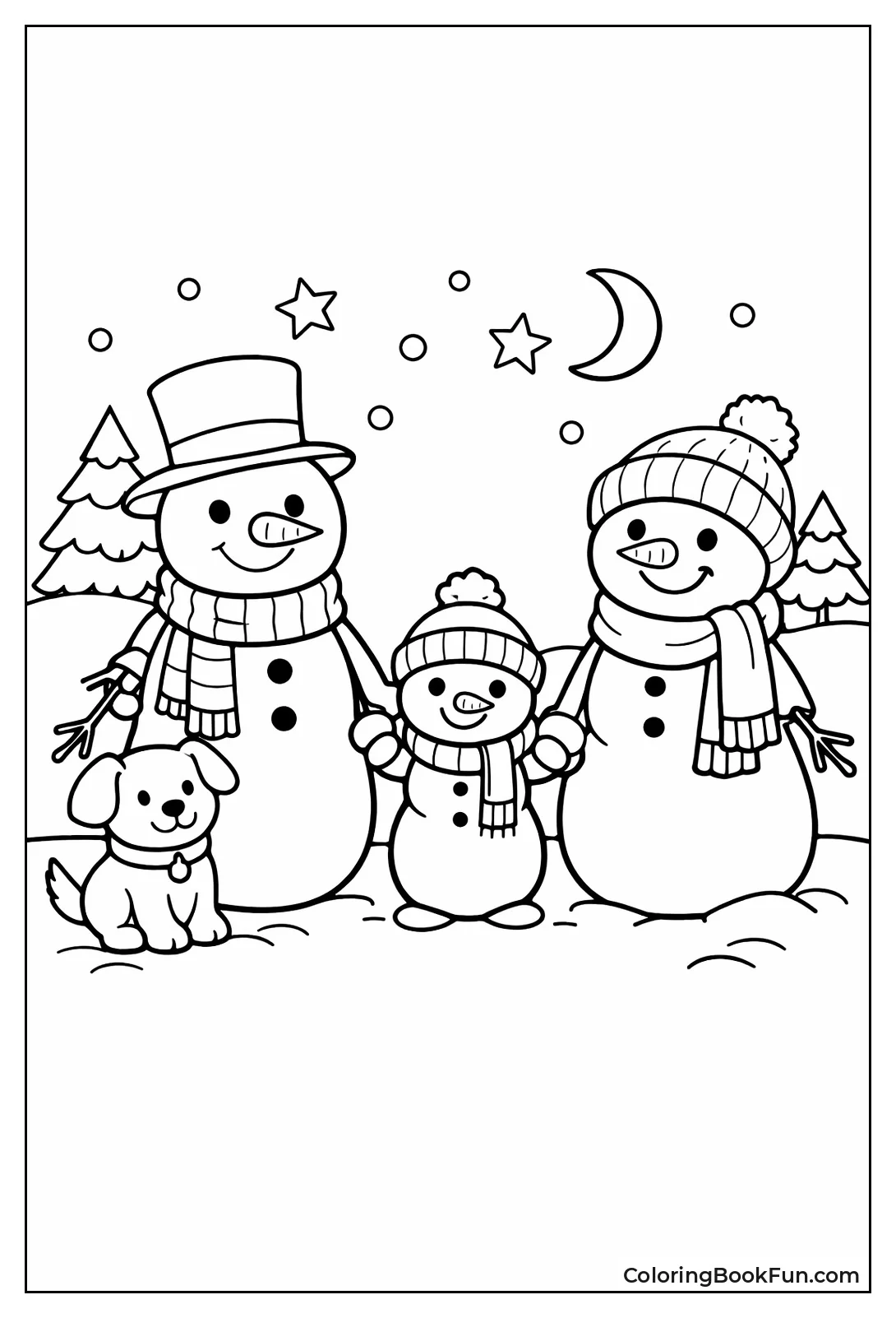 Snowman Family Holding Hands