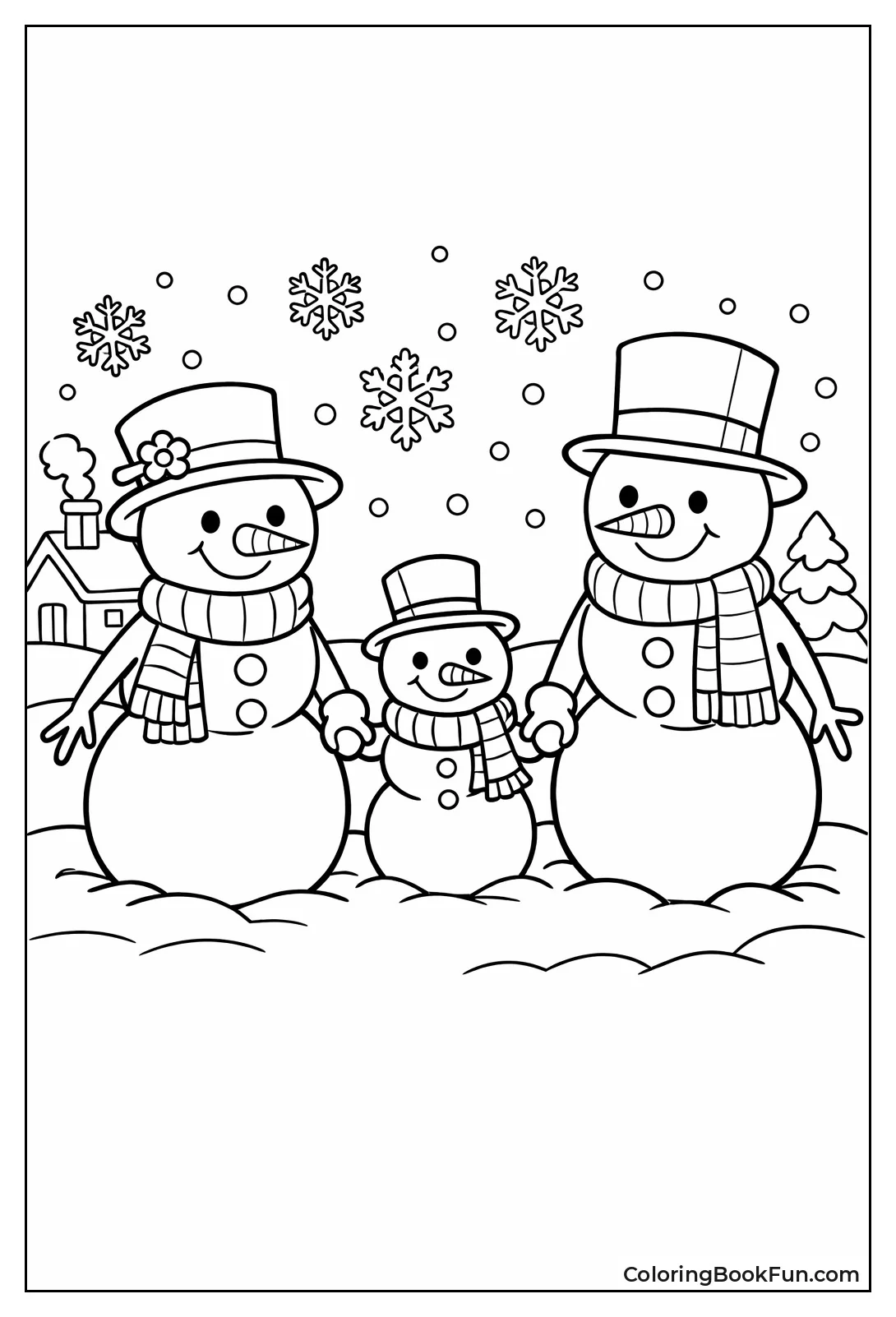 Snowman Family Holding Hands