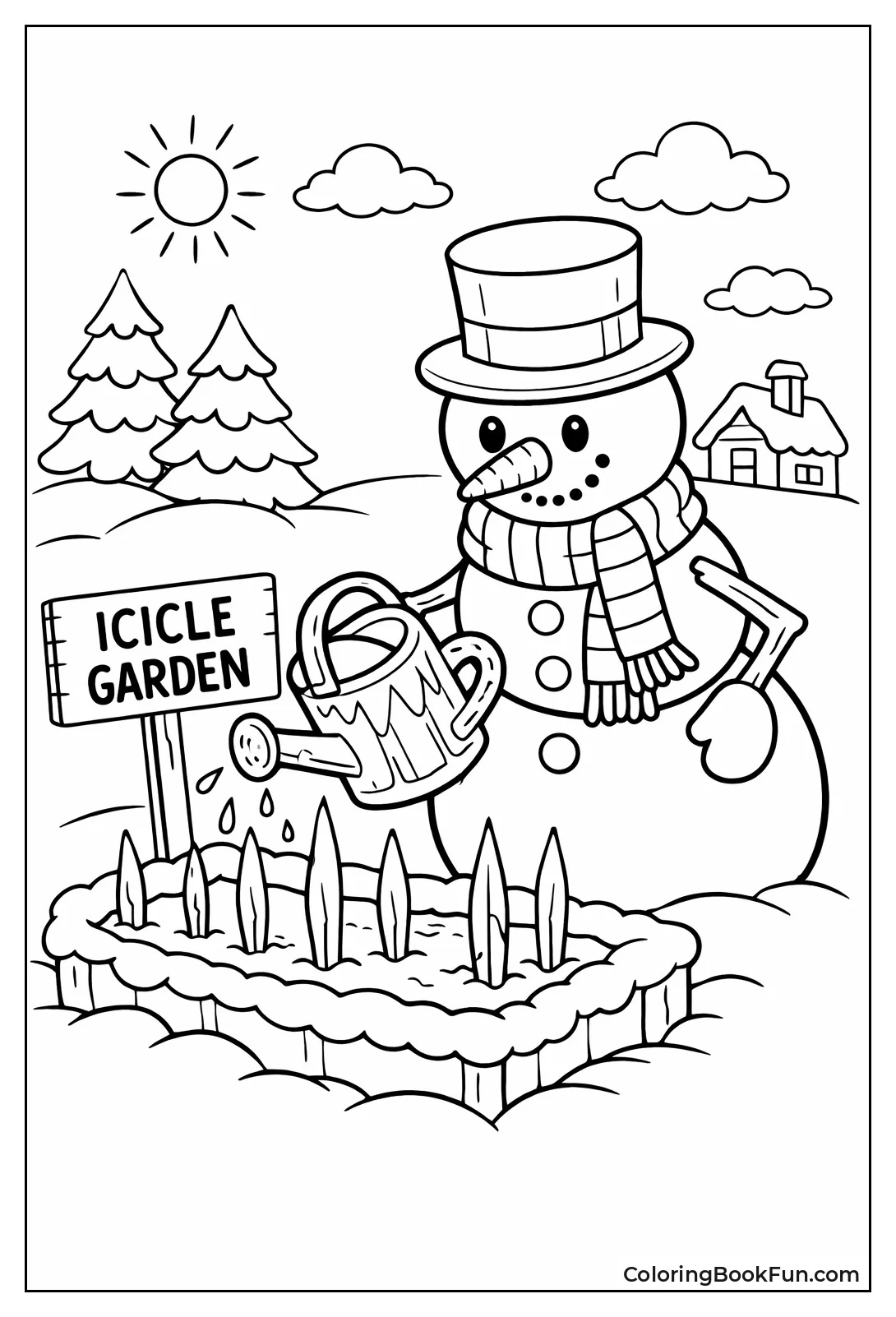 Snowman Planting Icicles