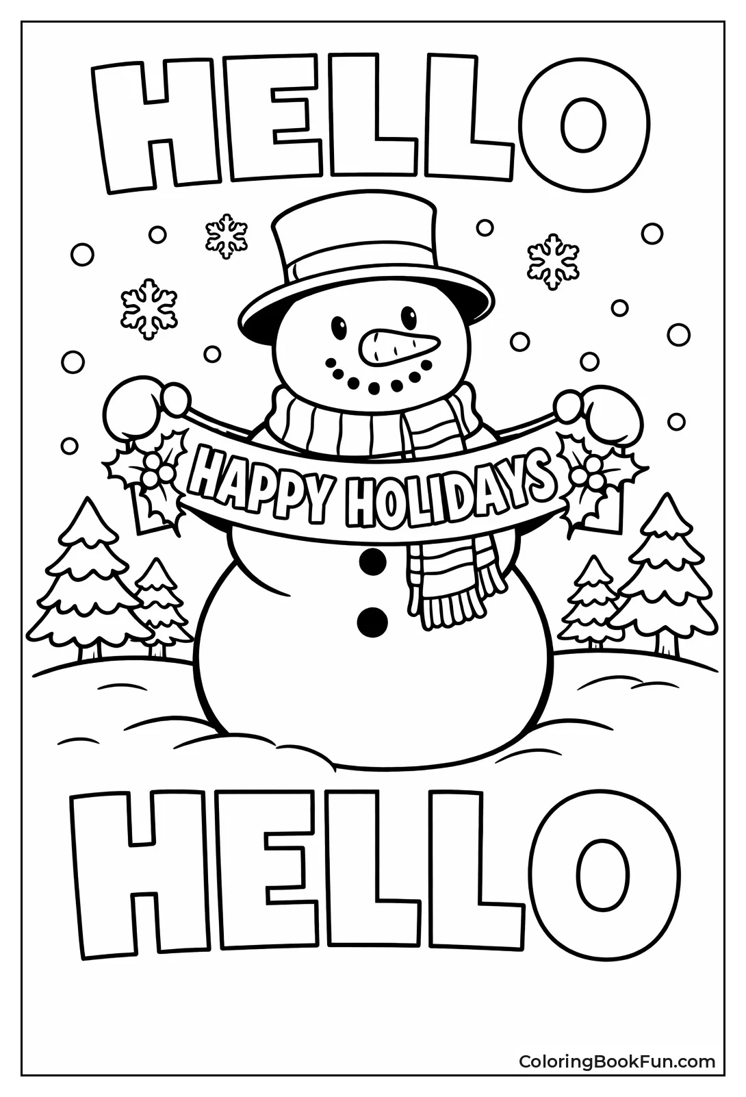 Snowman with Holiday Banner