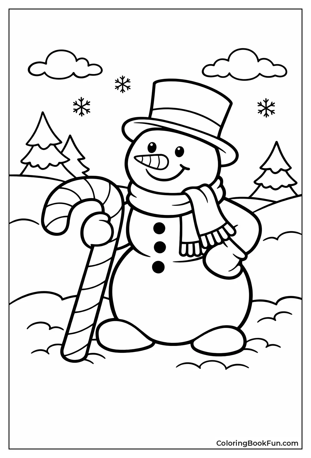 Snowman Leans on Candy Cane