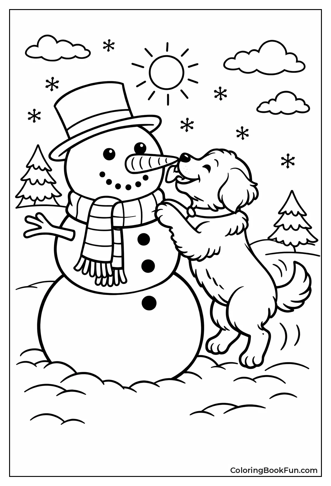 Puppy Licking Snowman
