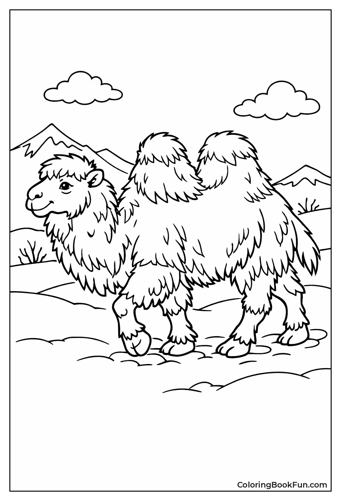 Snowy Bactrian Camel Trudging