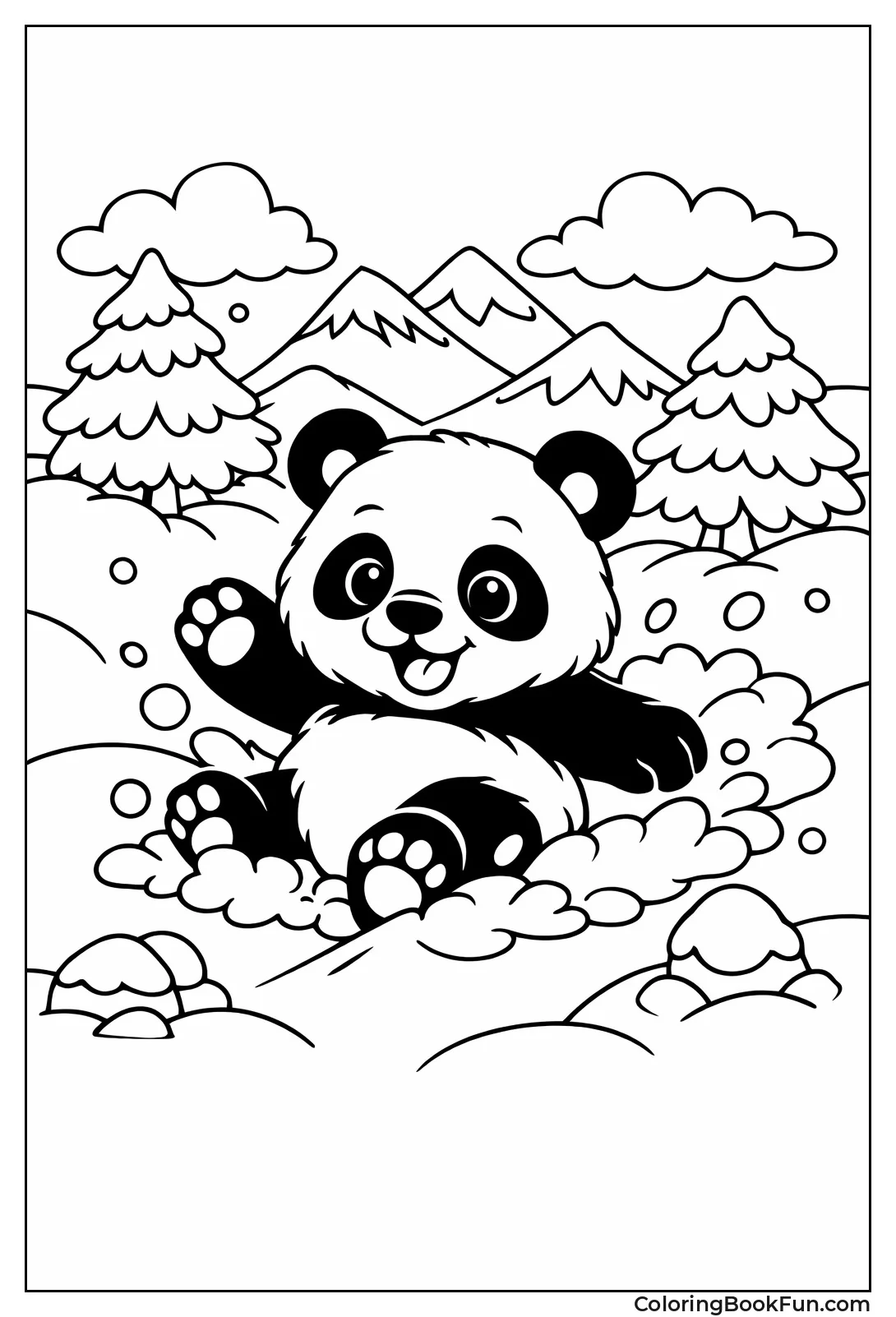Panda Playing in Snow