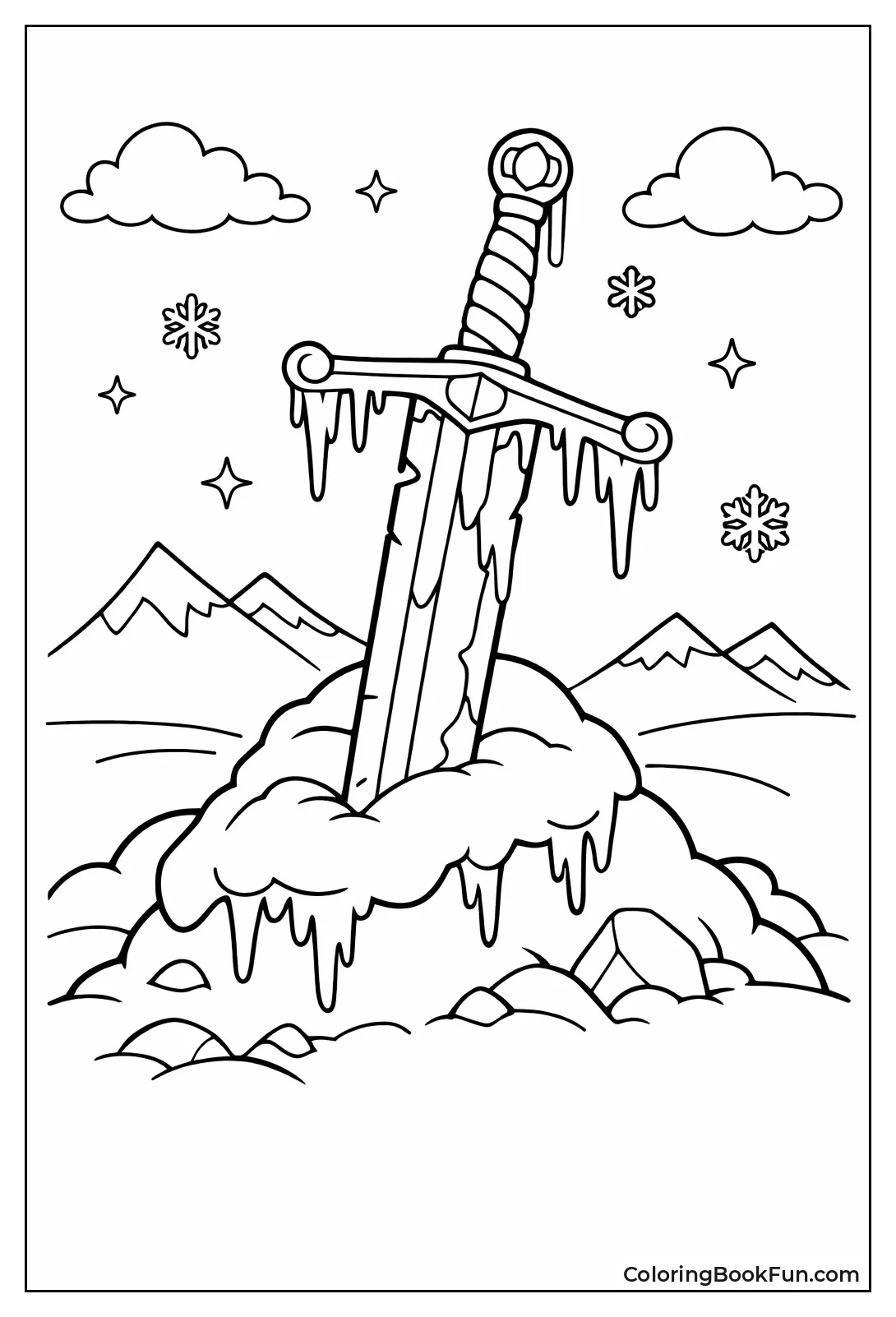 Snowy Sword with Icicles