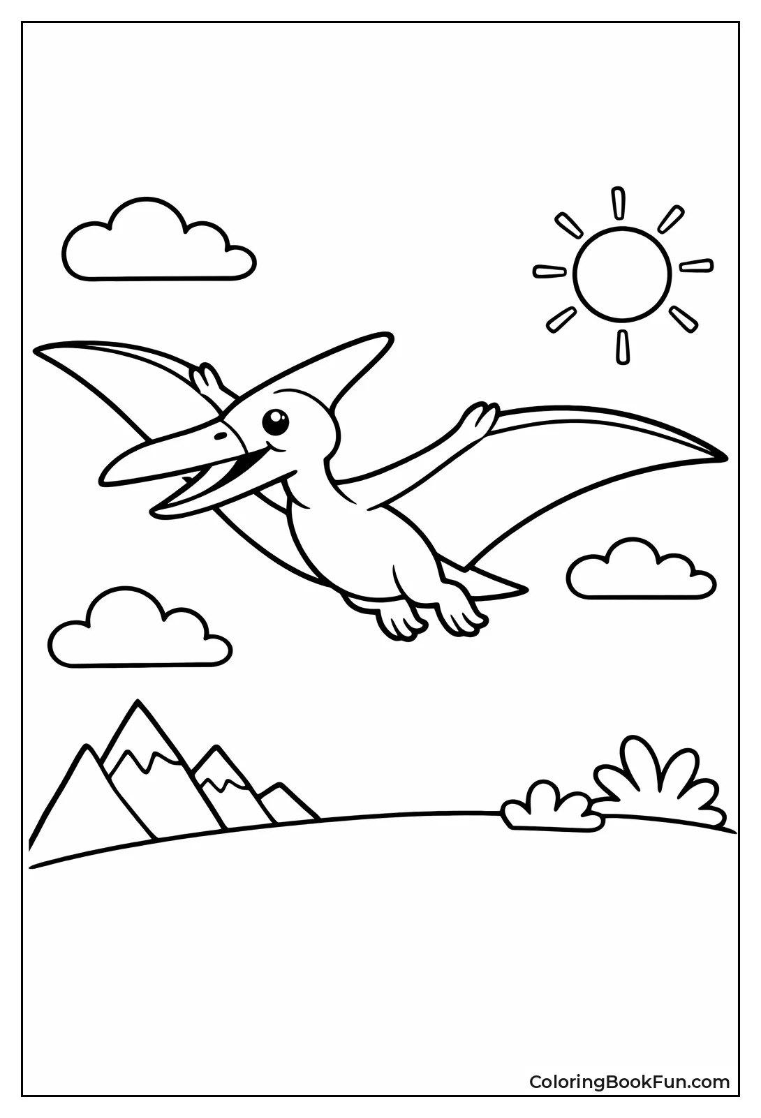 Pterodactyl Soaring with Wings Extended