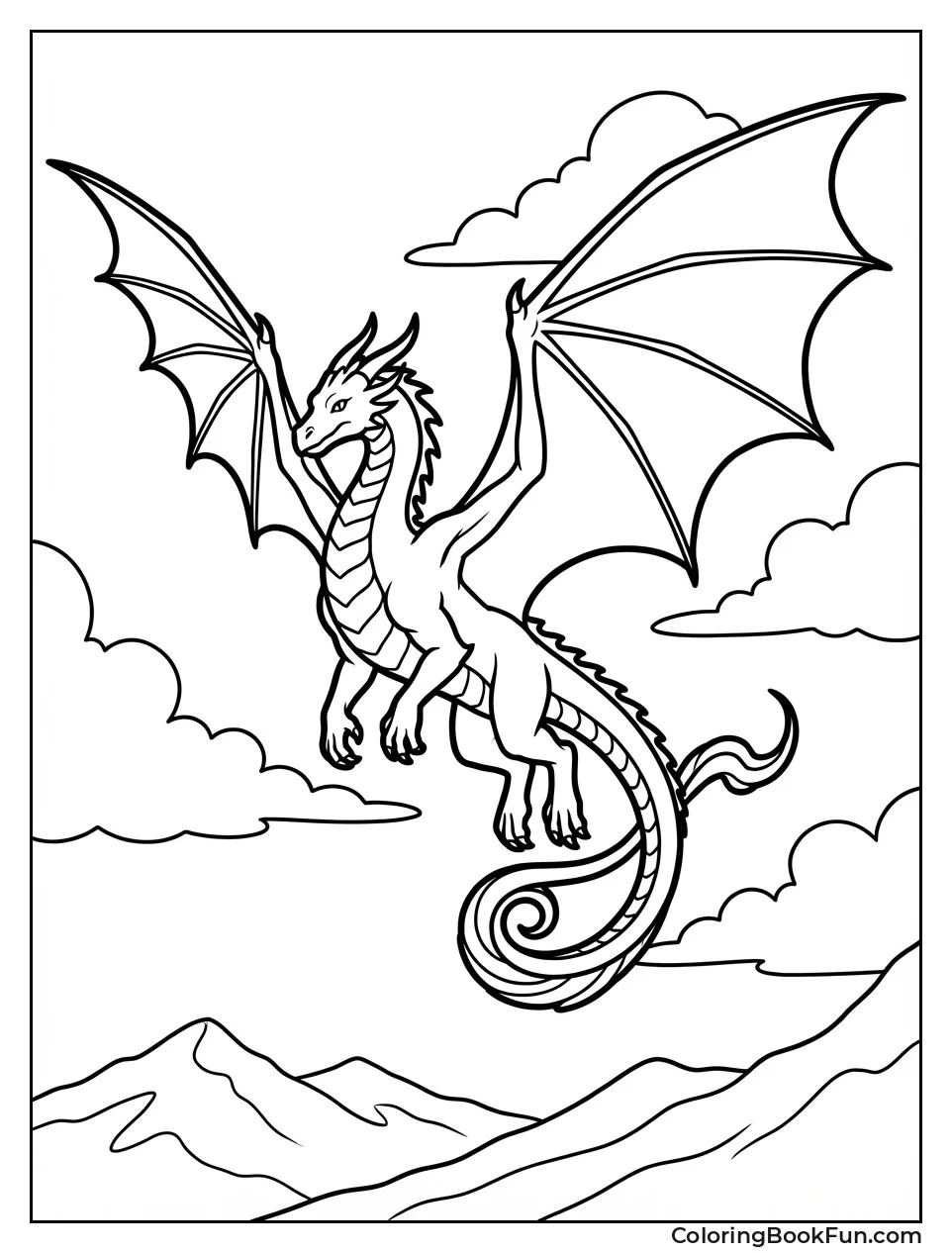 Dragon Gliding through Clouds