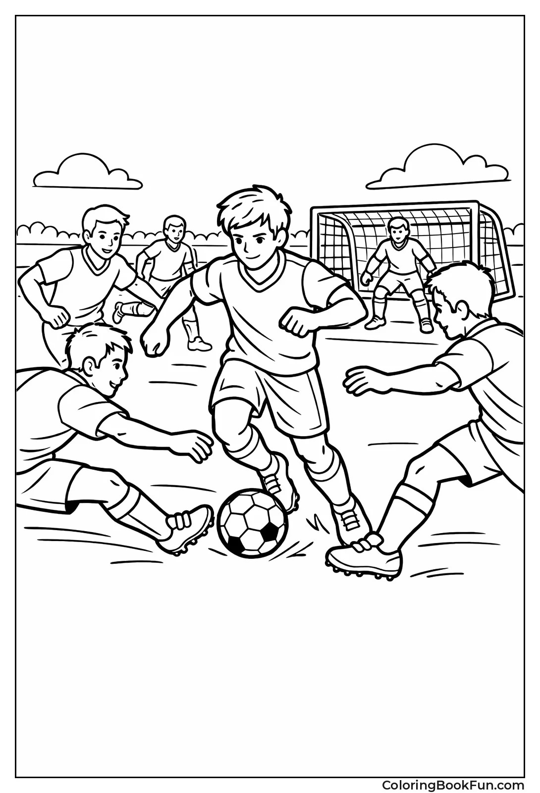 Player Dribbling Past Defenders