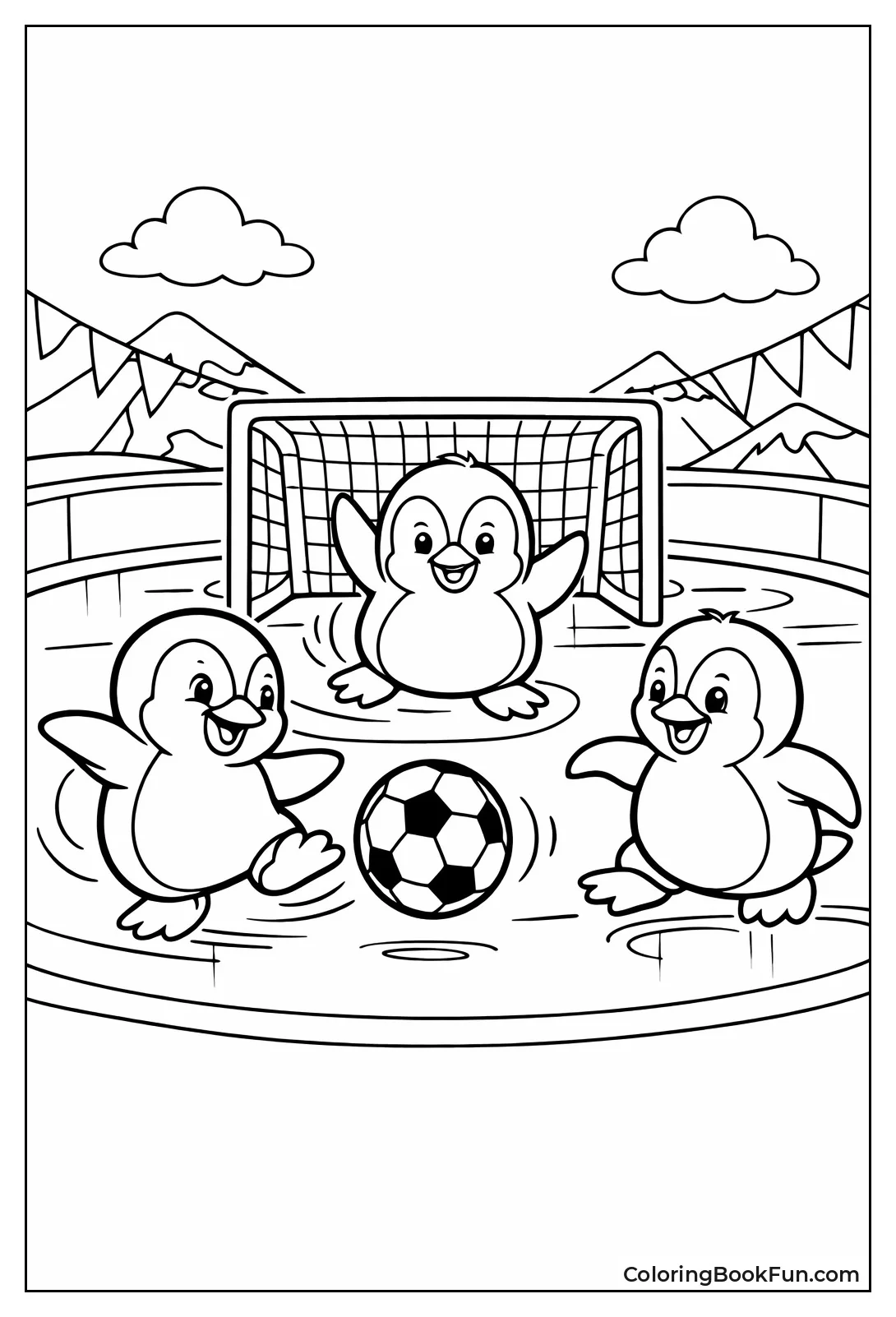 Penguins Playing Soccer