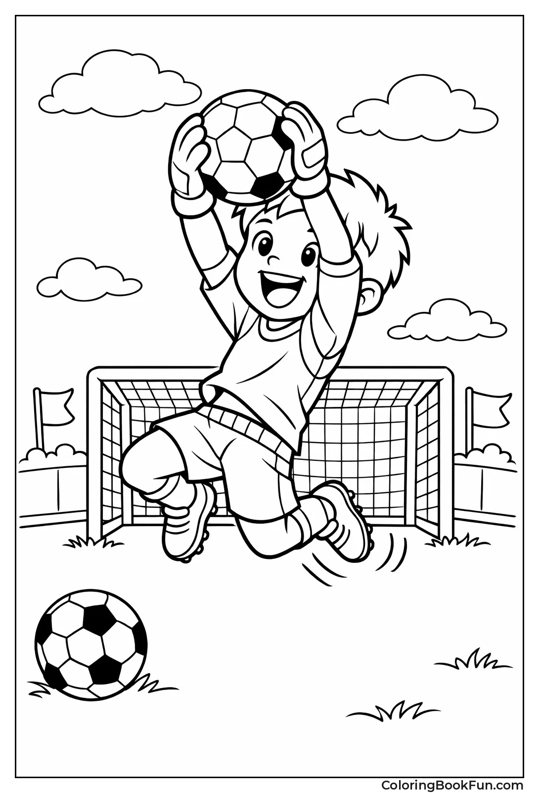 Young Goalie Catching Ball