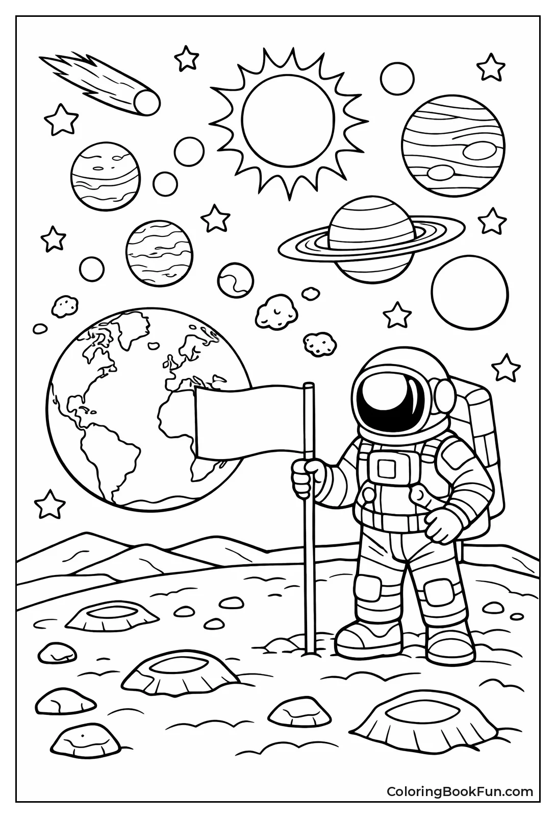 Astronaut Plants Moon Flag