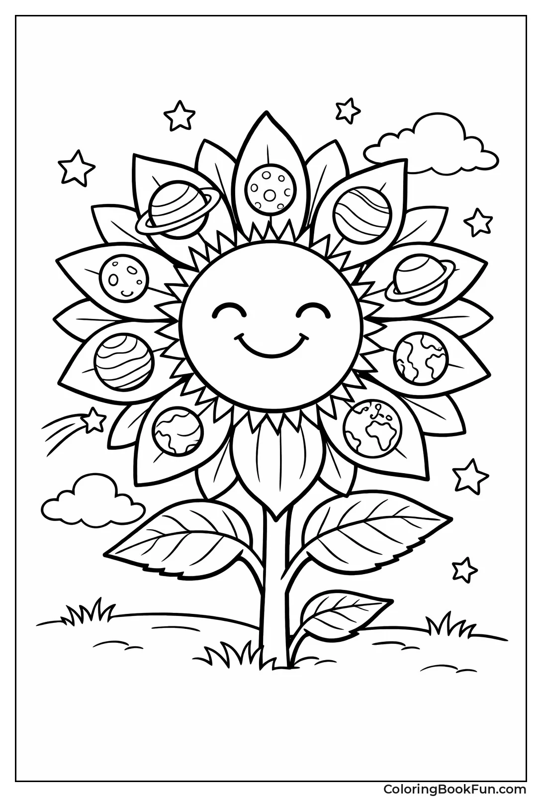 Solar System Sunflower Design