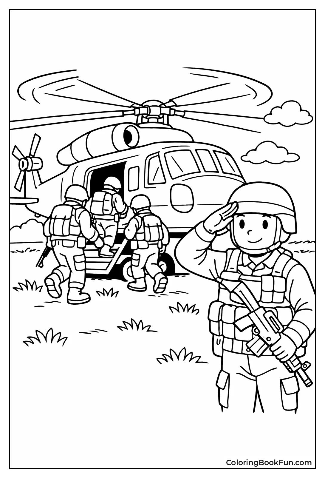 Soldiers Board Spinning Helicopter