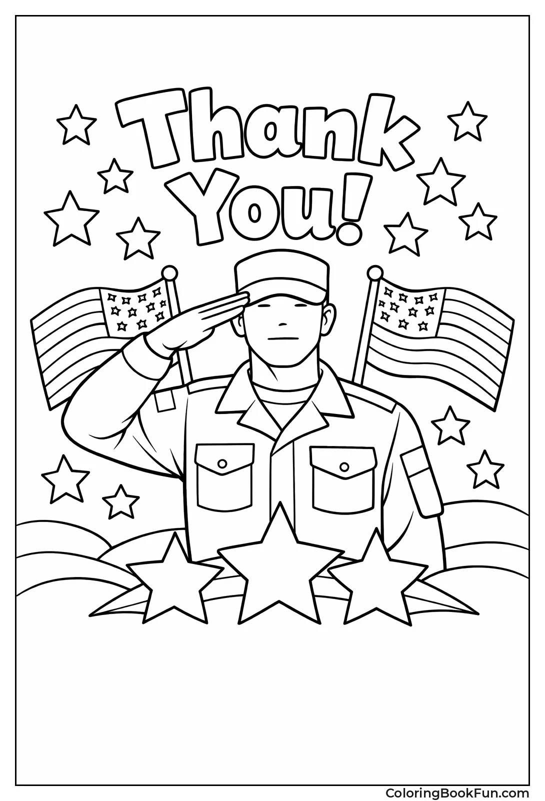 Soldier Salutes Star Flags