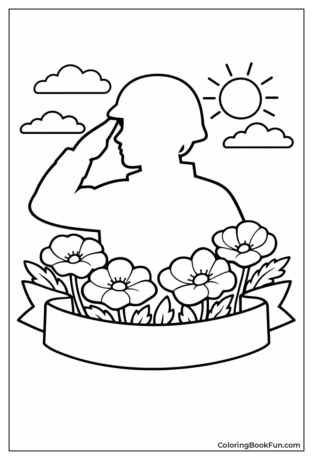 Soldier Silhouette with Poppies