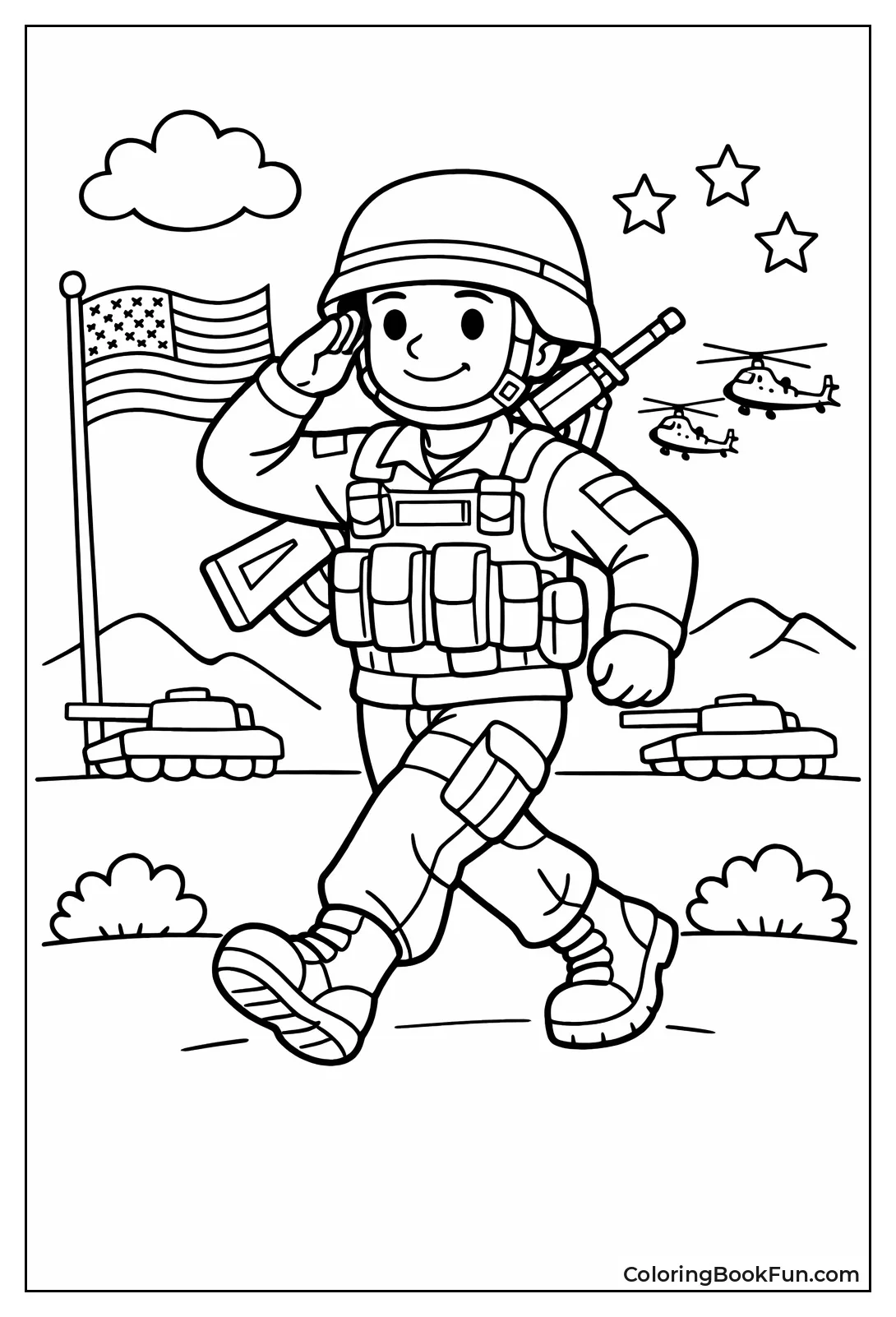 Soldier Salutes with Honor