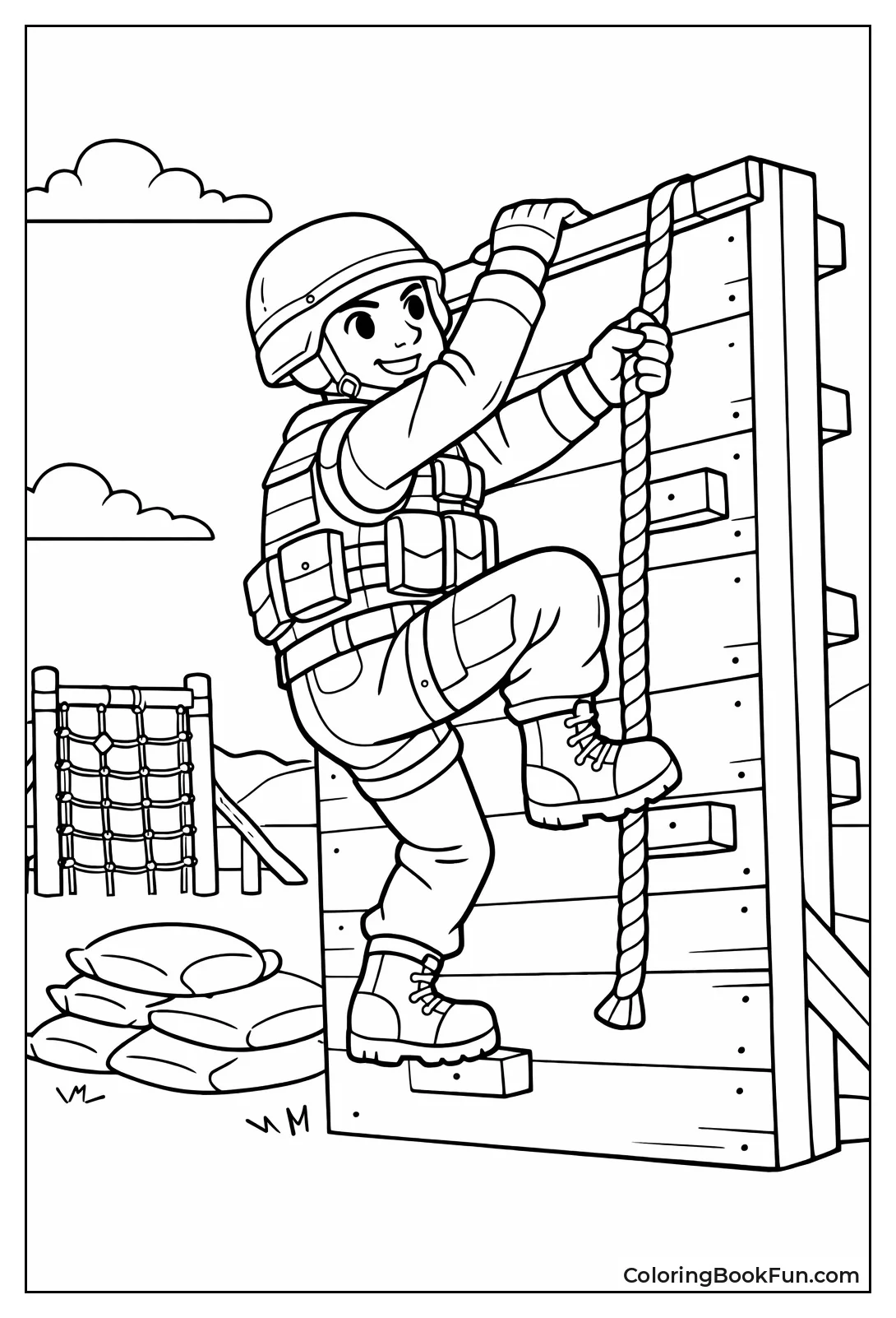 Soldier Climbs Training Wall