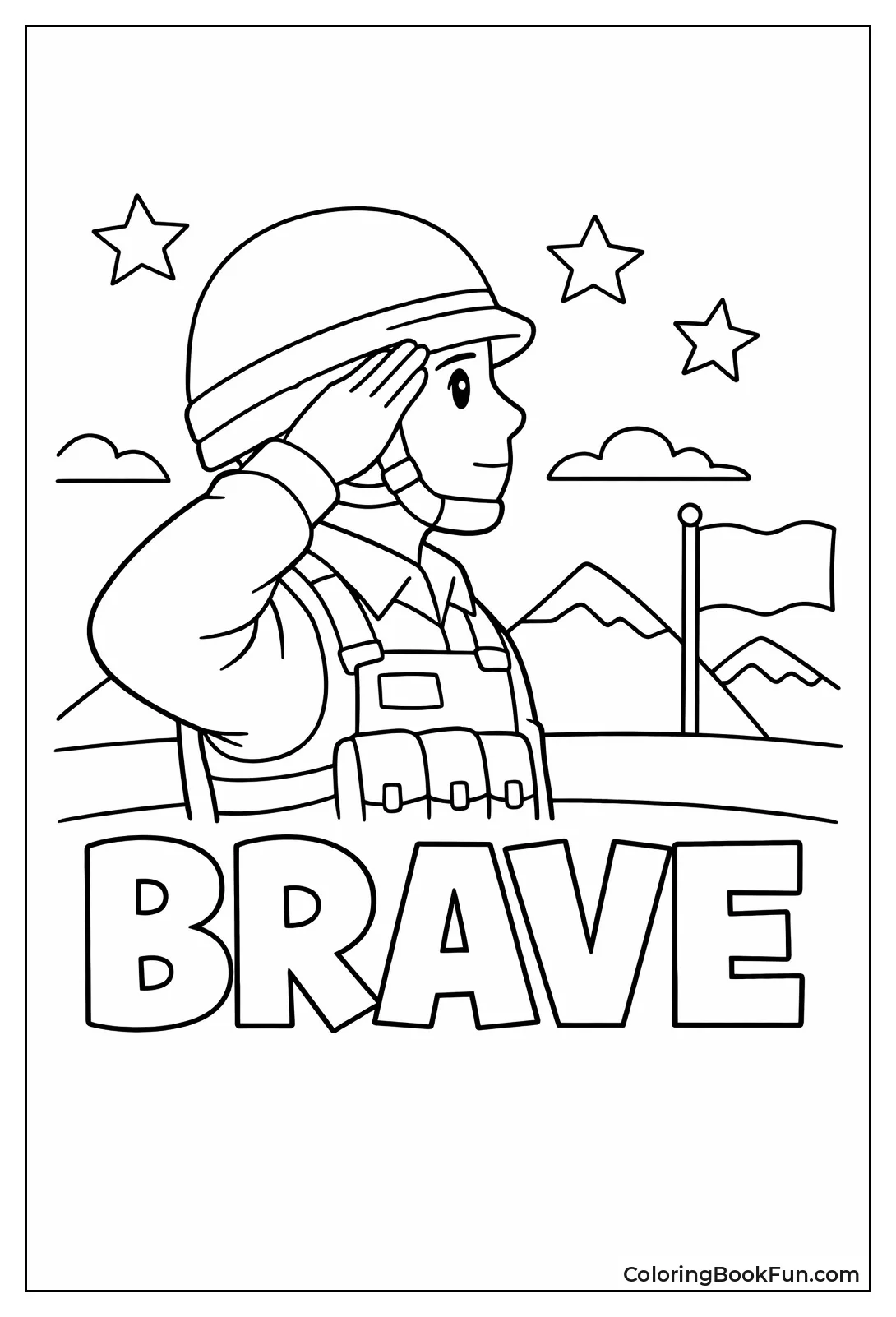 Soldier Salutes from Profile