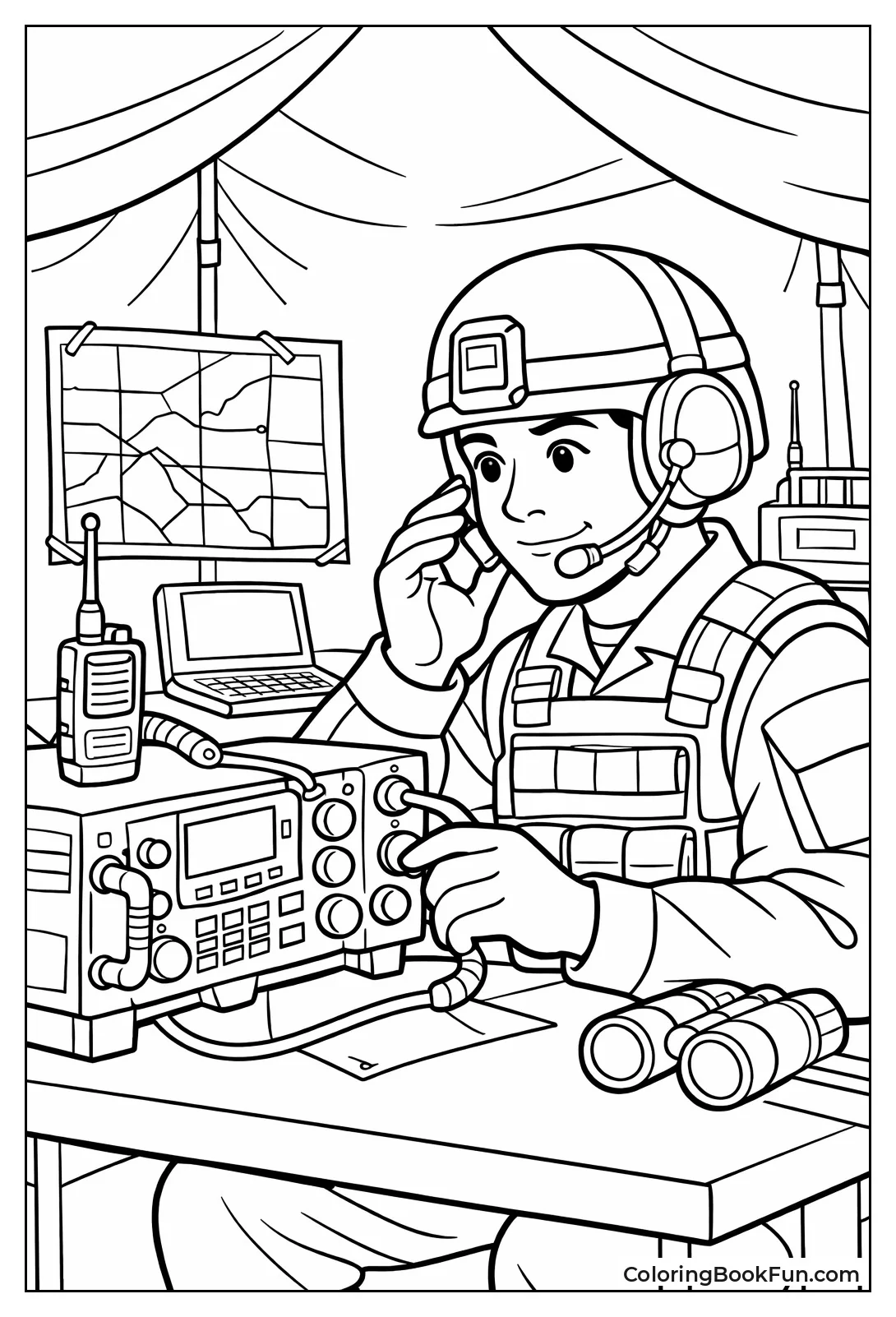 Soldier Uses Radio Set
