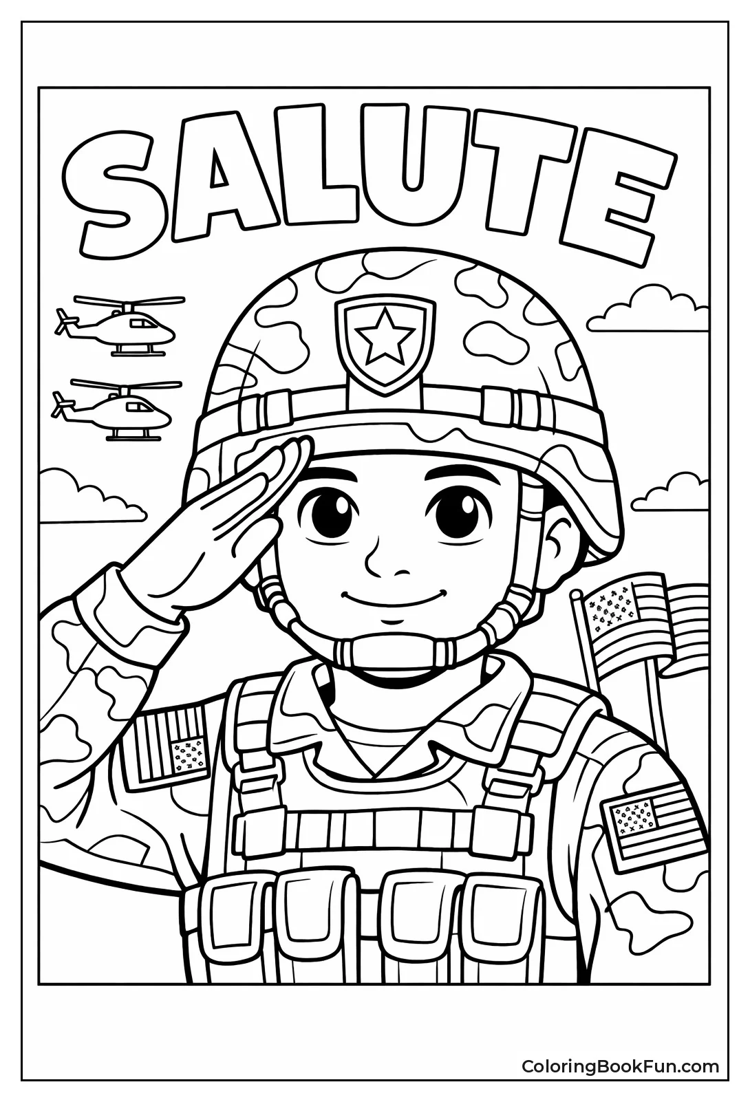 Soldier Salutes in Portrait