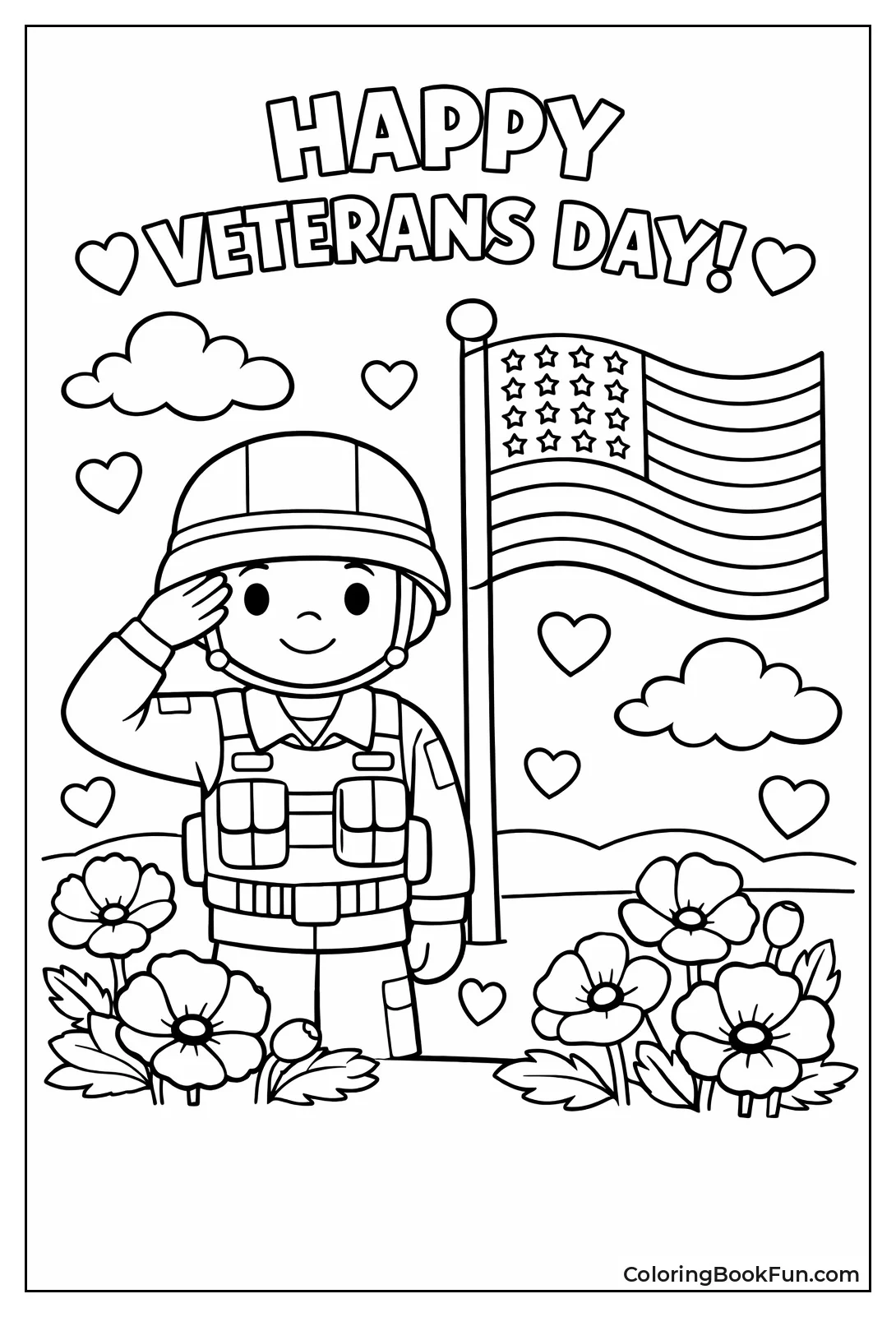 Soldier Salutes Veterans Flag